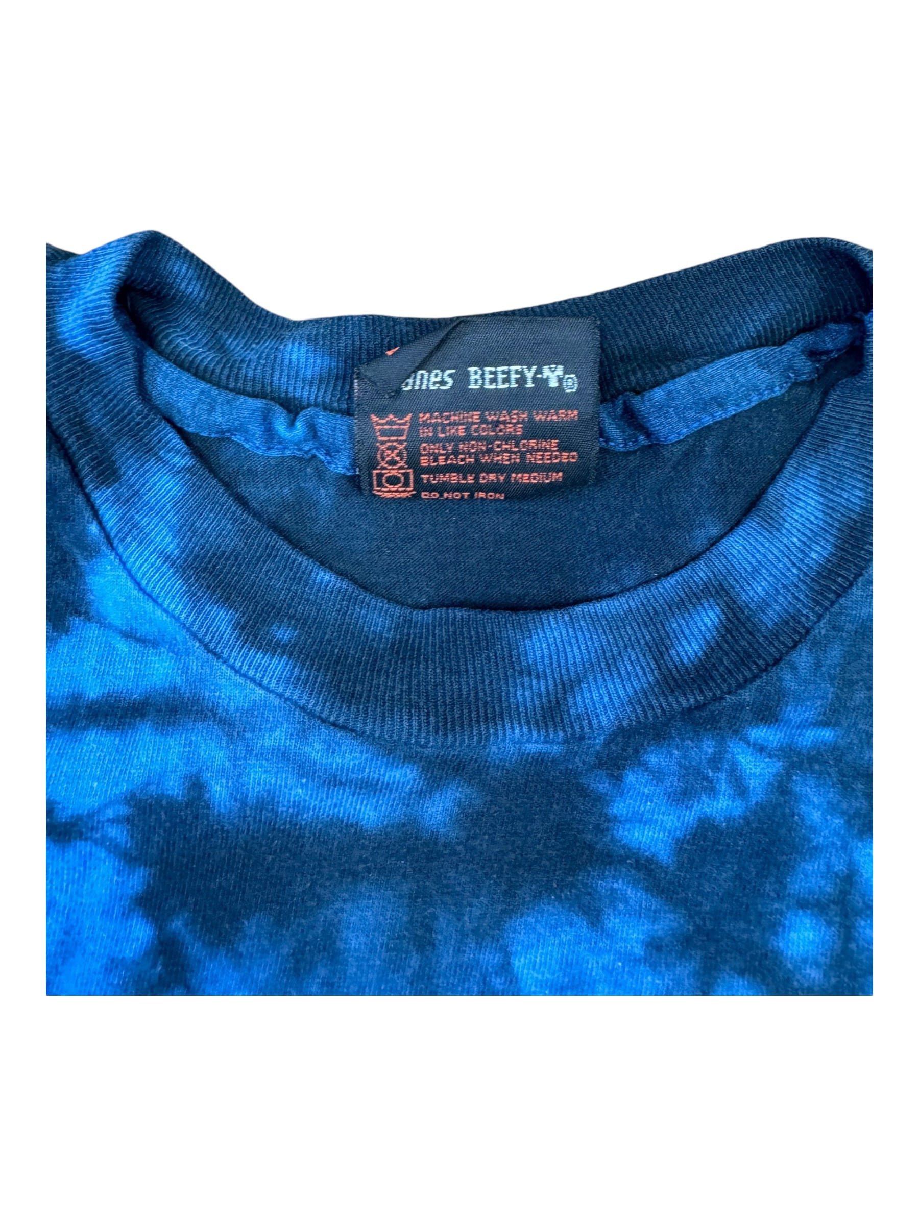 Harley Davidson 90s Blue Tie Dye Eagles T-shirt Hanes Beefy Size Large
