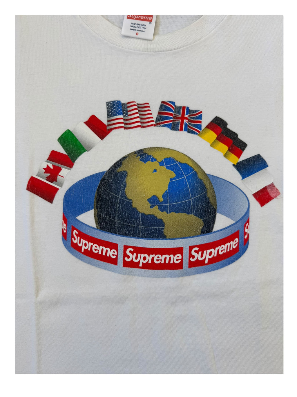 Supreme FW15 Worldwide Long Sleeve Flags White T-Shirt Size Small