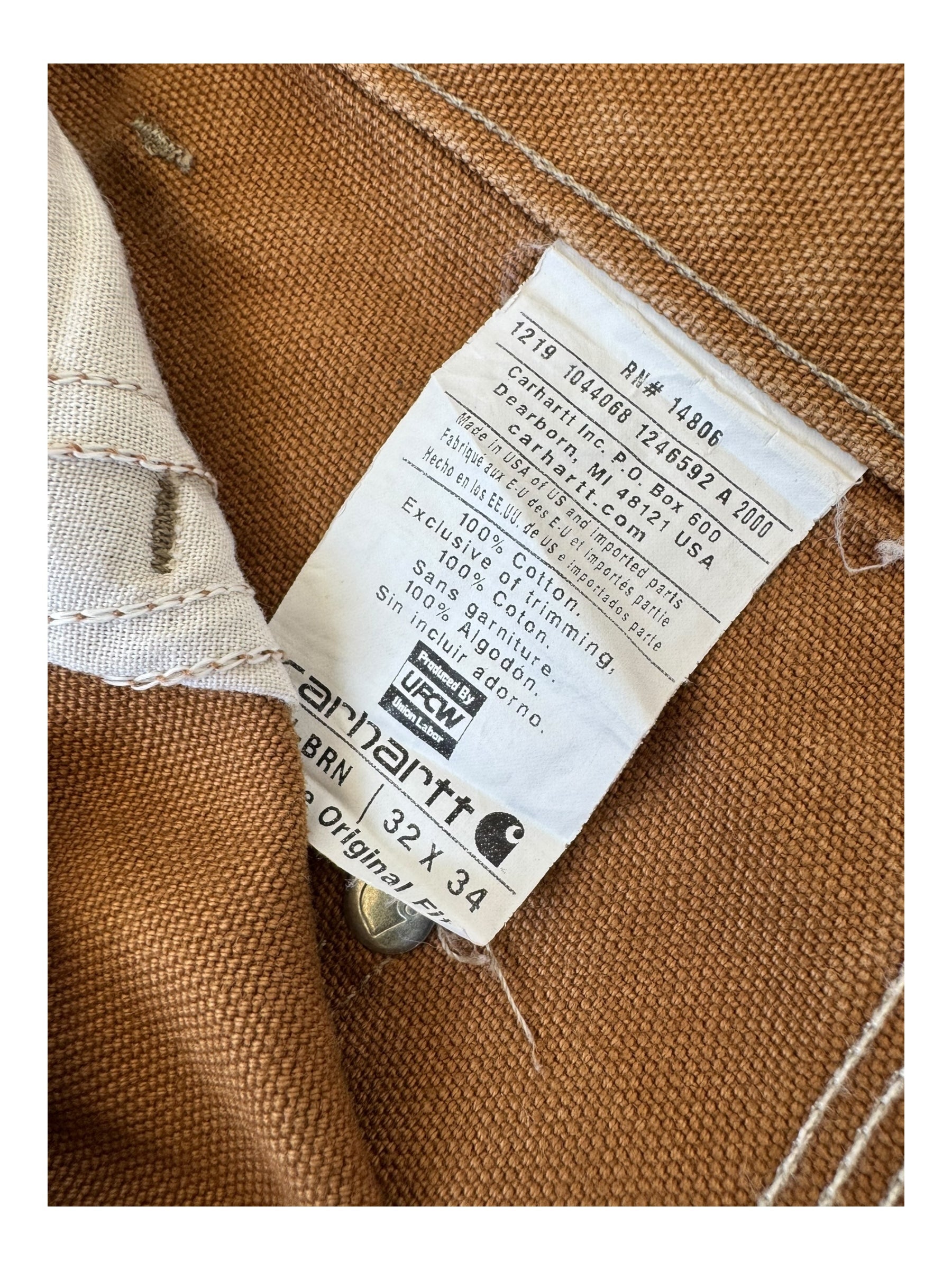 Carhartt 90s Tan Double Knees Size 32 x 34