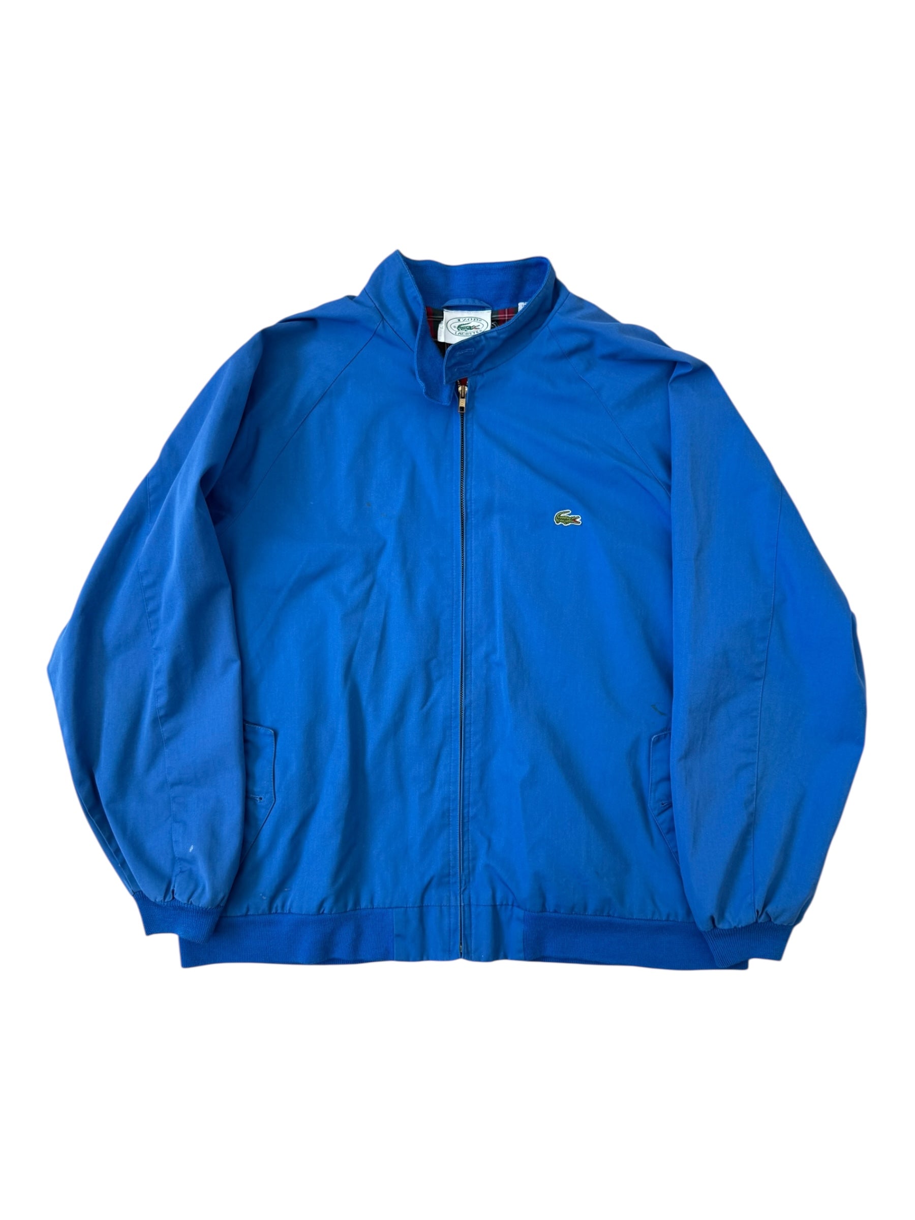 Izod Lacoste Harrington Jacket Blue Plaid Lining Men's XL