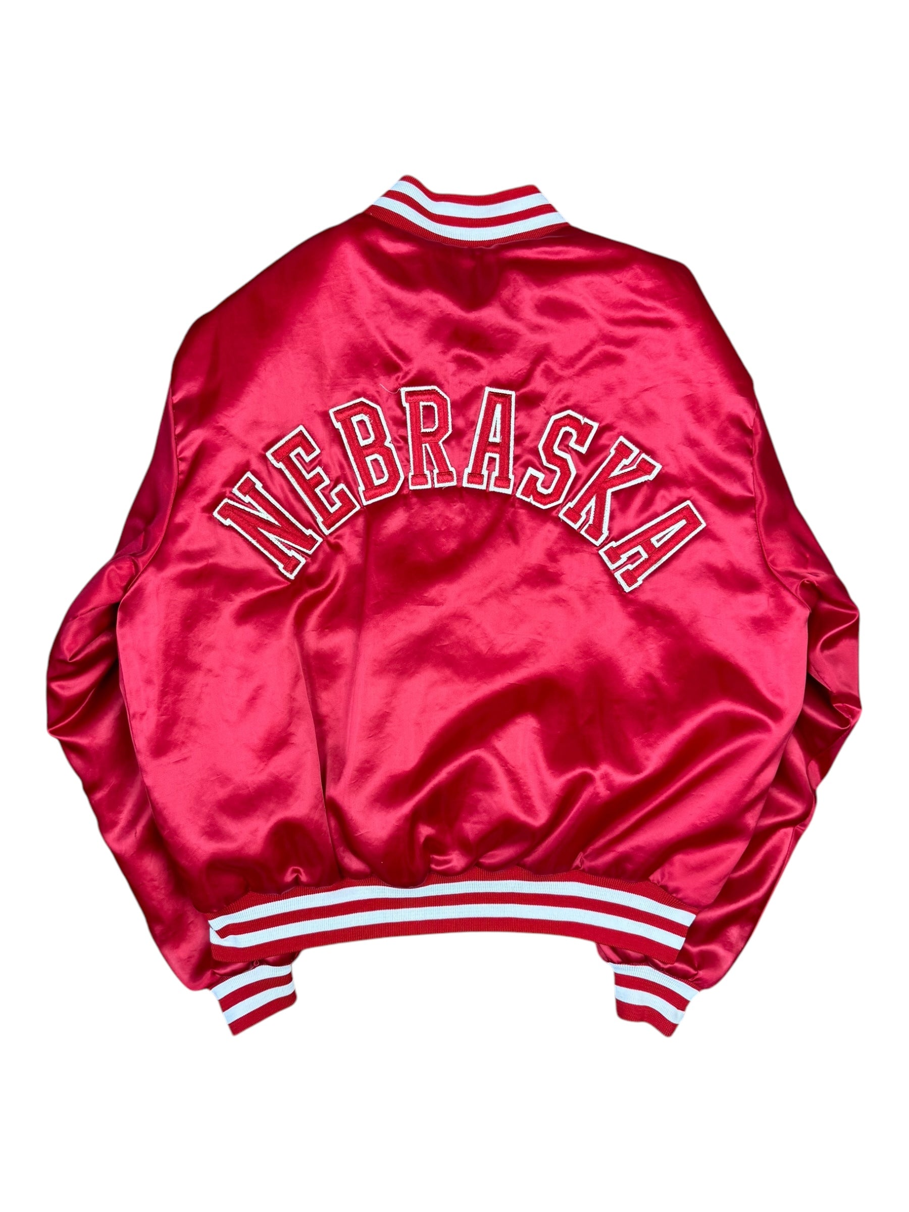 Nebraska Cornhuskers NCAA Swingster 80s/90s Satin Bomber Jacket Size XL