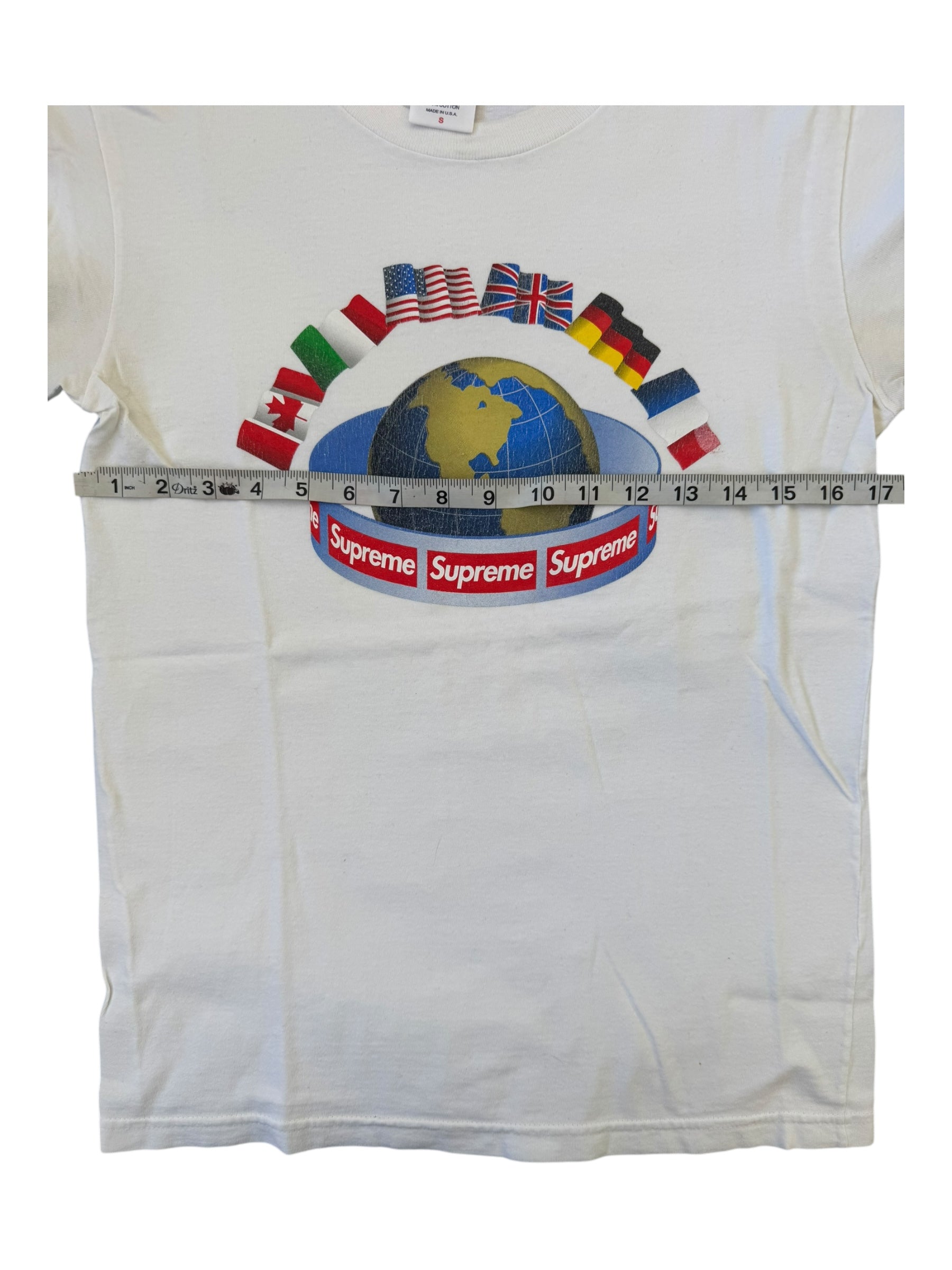 Supreme FW15 Worldwide Long Sleeve Flags White T-Shirt Size Small