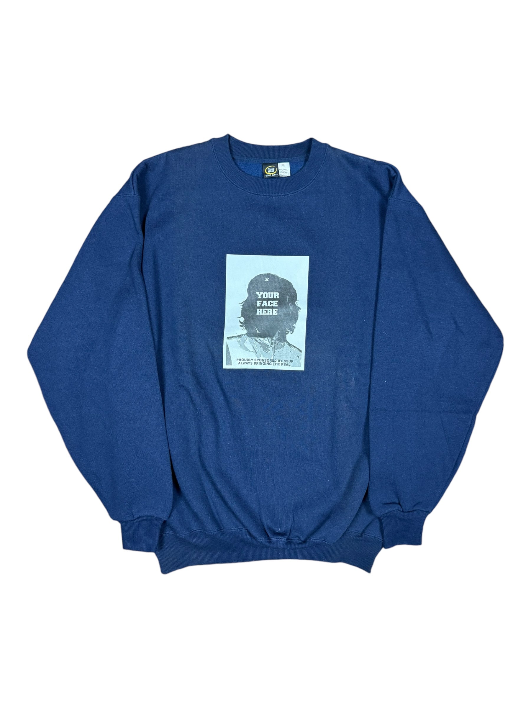 SSUR 90s Navy Blue Your Face Here Crewneck Size Medium