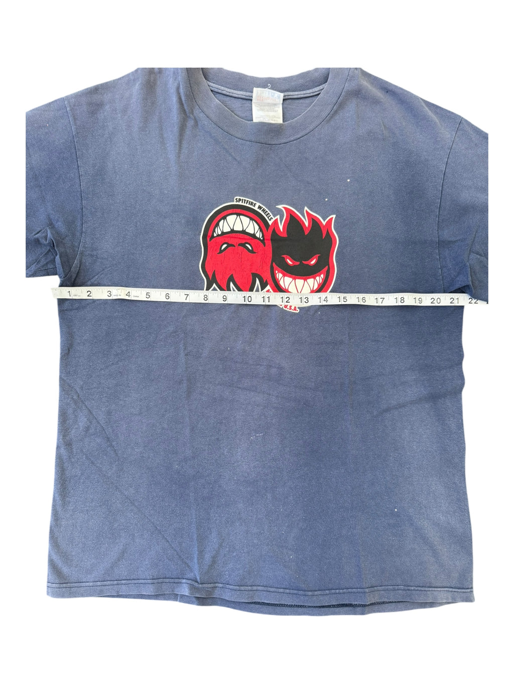 Spitfire 90s Navy Split Logo Faded Hanes Beefy Size Large