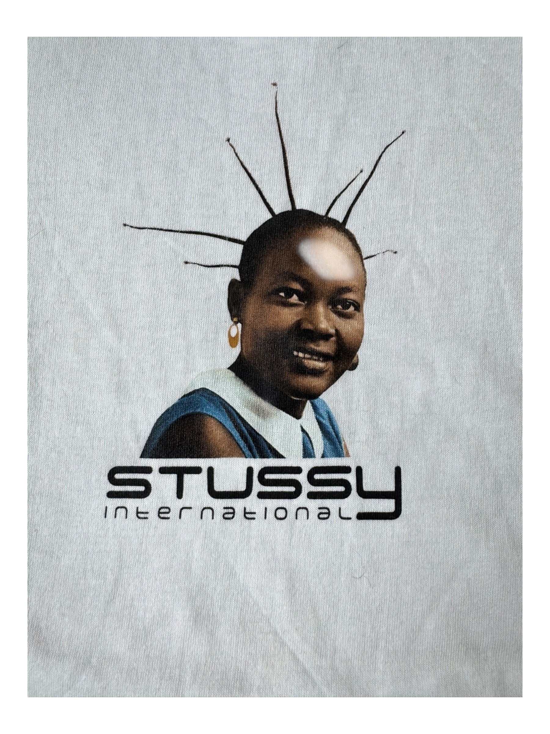 Stussy 90s Happy Girl White T-shirt Size Large Deadstock w/ Tags