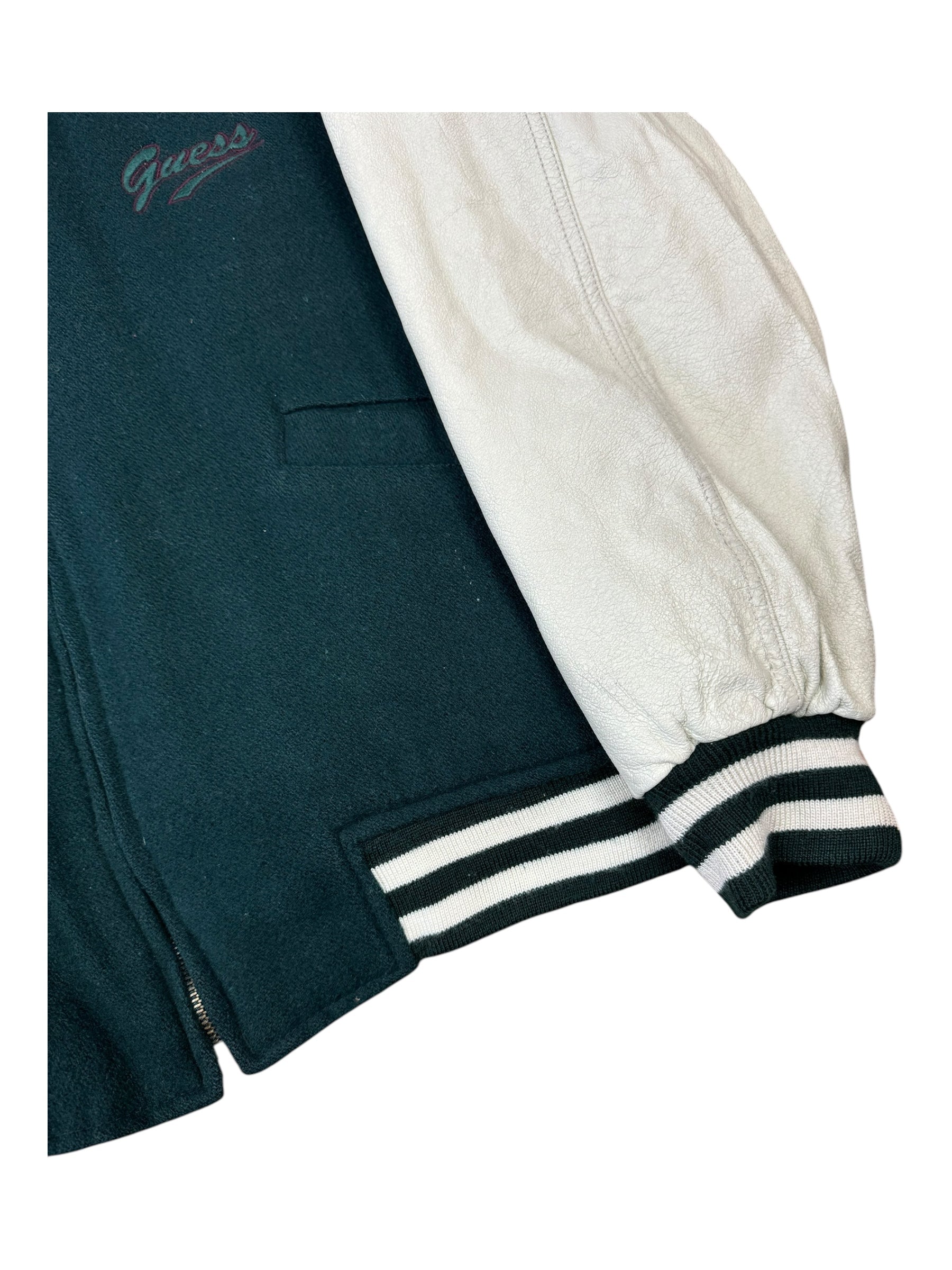 Guess Originals Classic "Capturing the Spirit" Green Varsity Jacket Mens Medium