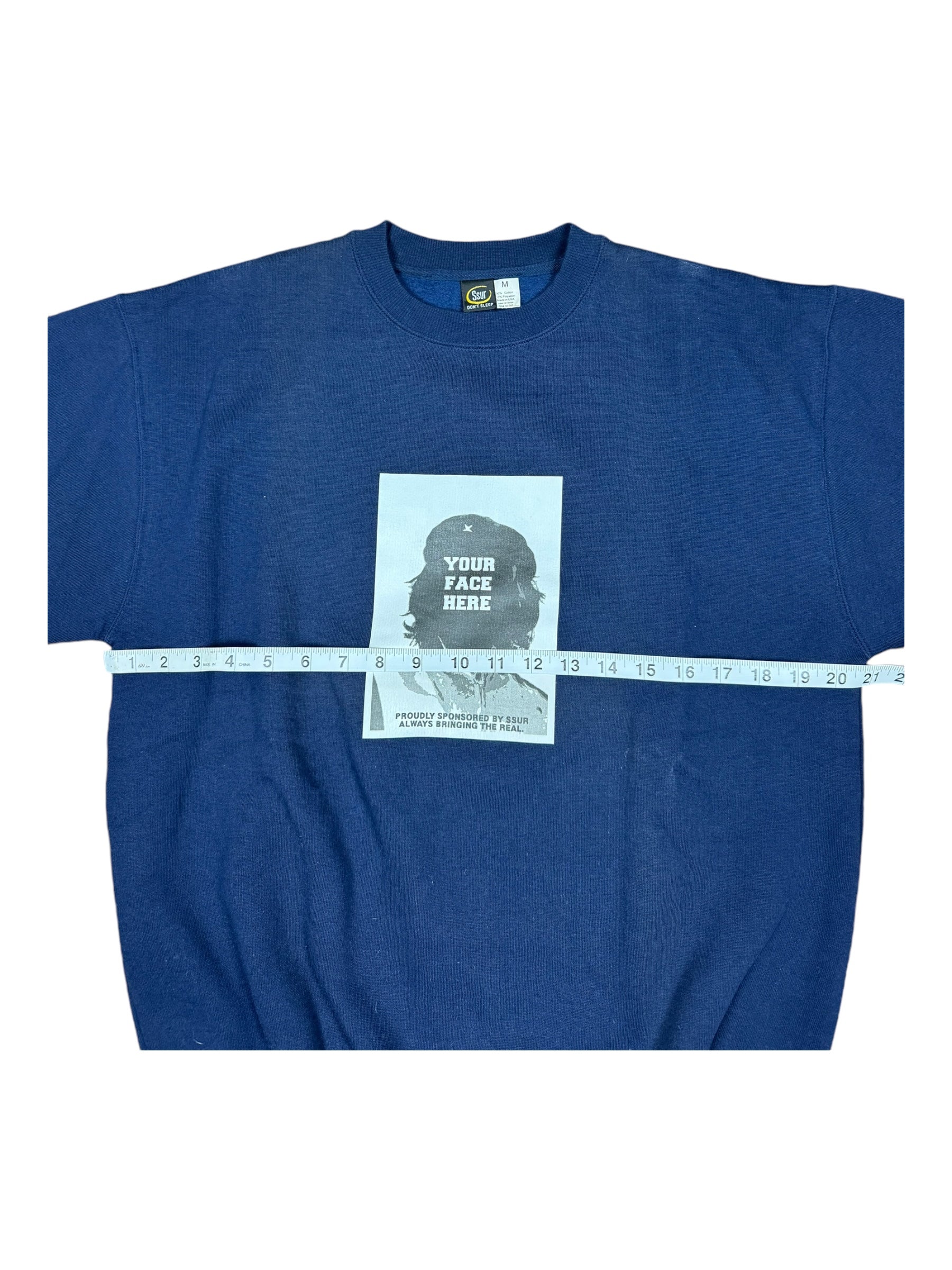 SSUR 90s Navy Blue Your Face Here Crewneck Size Medium