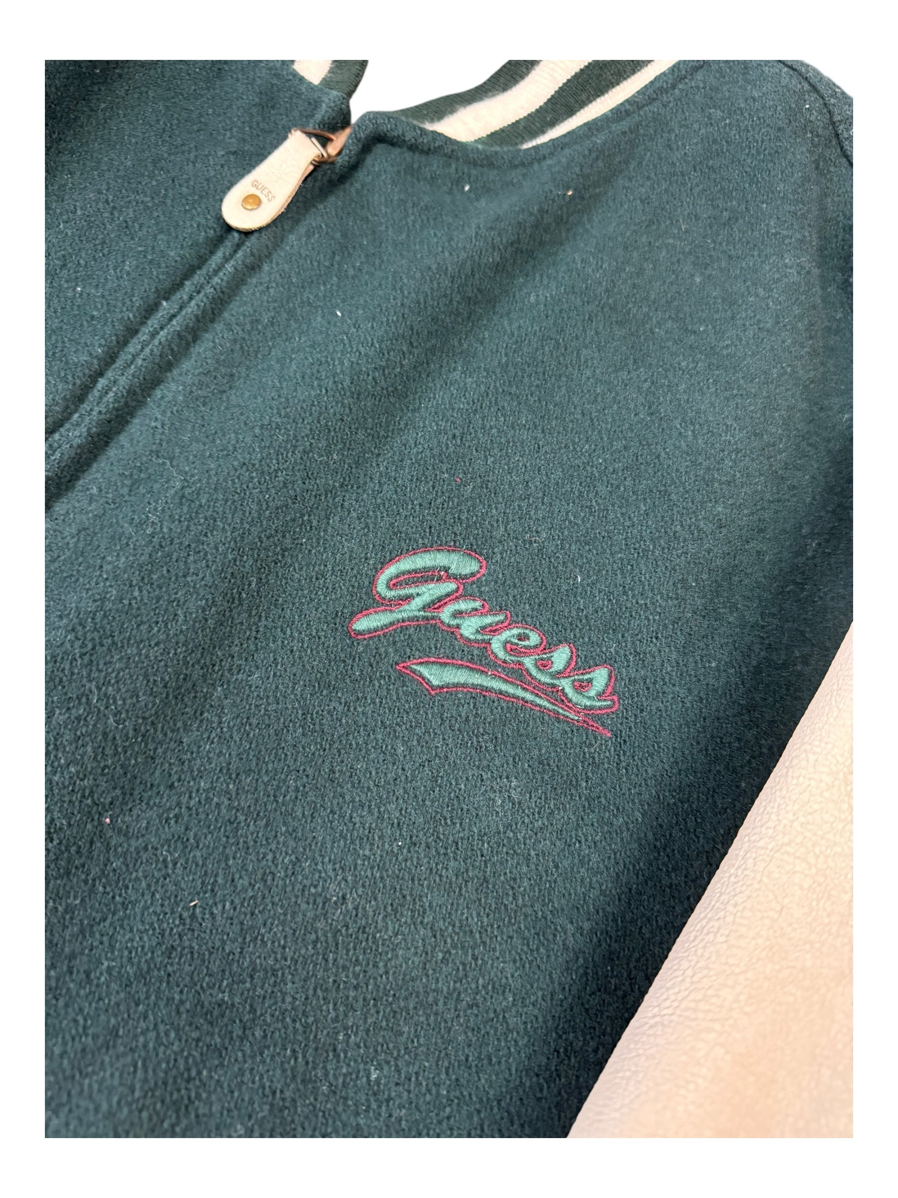 Guess Originals Classic "Capturing the Spirit" Green Varsity Jacket Mens Medium