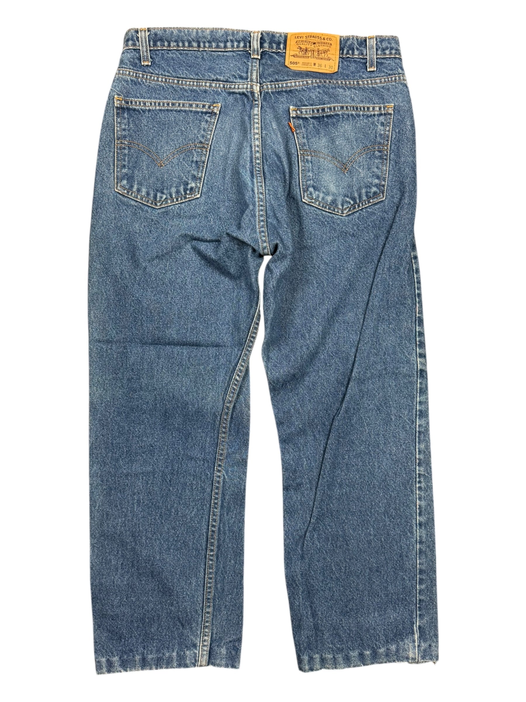 Levi's 505 Denim Blue Jeans Orange Tab Reg Fit Straight Leg W36 L30