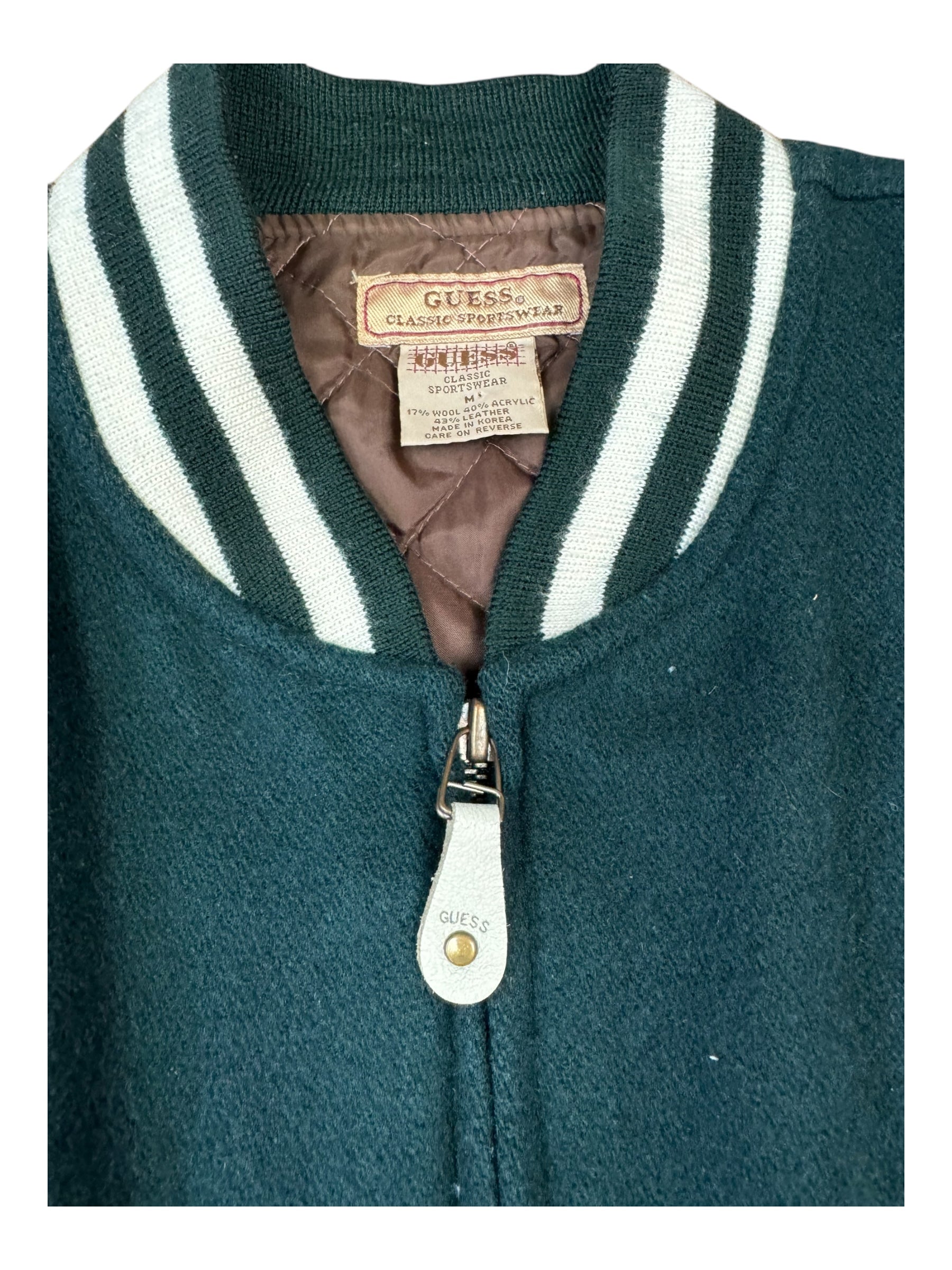 Guess Originals Classic "Capturing the Spirit" Green Varsity Jacket Mens Medium