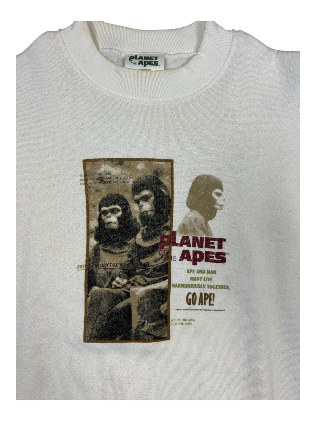 Planet of the Apes 90s Go Ape! White Crewneck Size Large