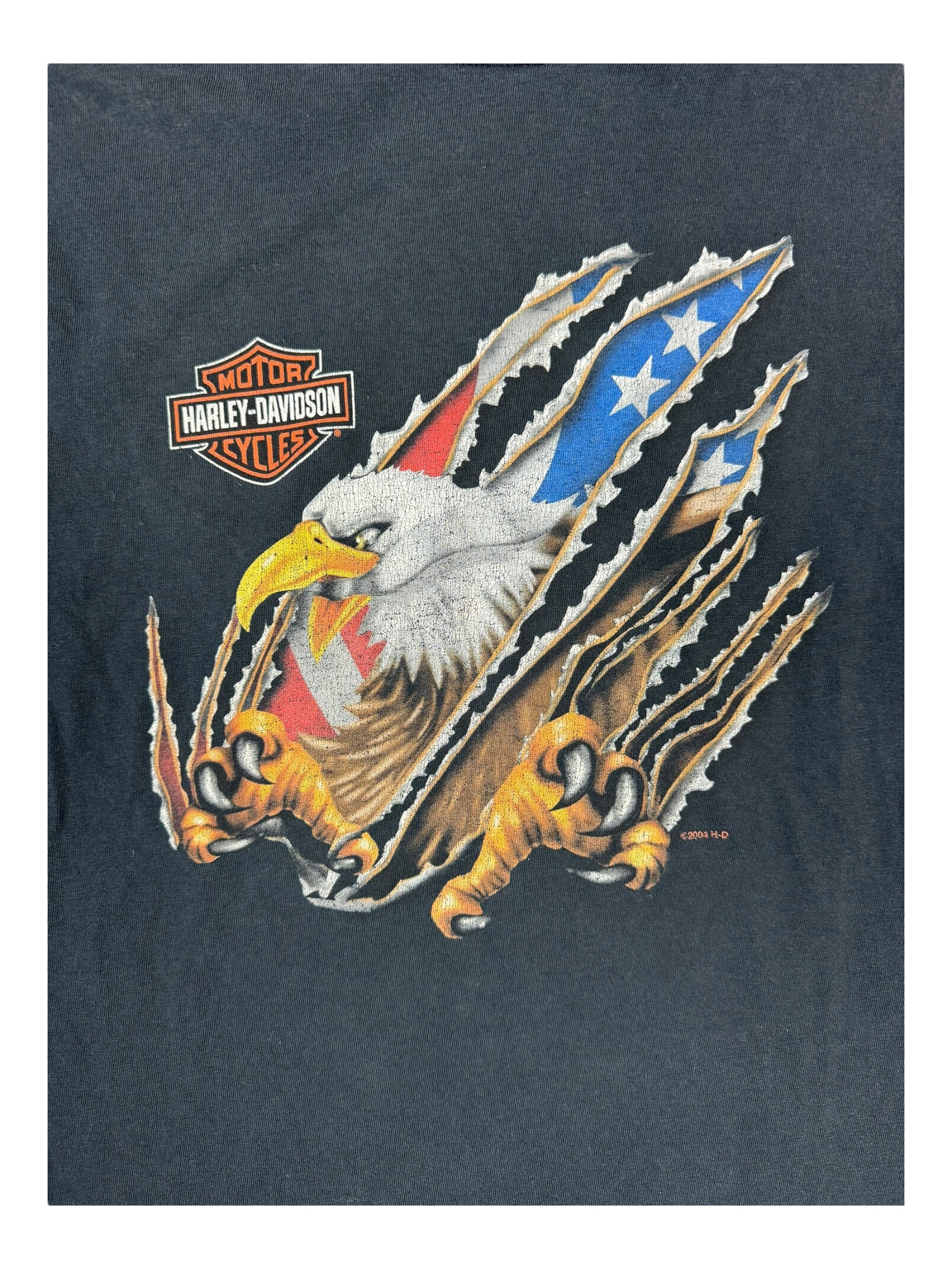 Harley Davidson 90s Black Eagle Claws American Flag Long Sleeve Size XL