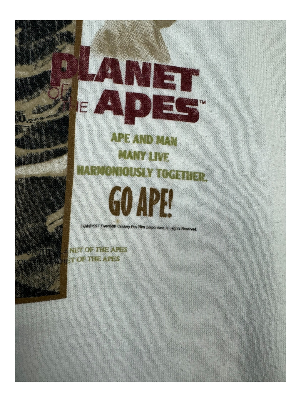 Planet of the Apes 90s Go Ape! White Crewneck Size Large