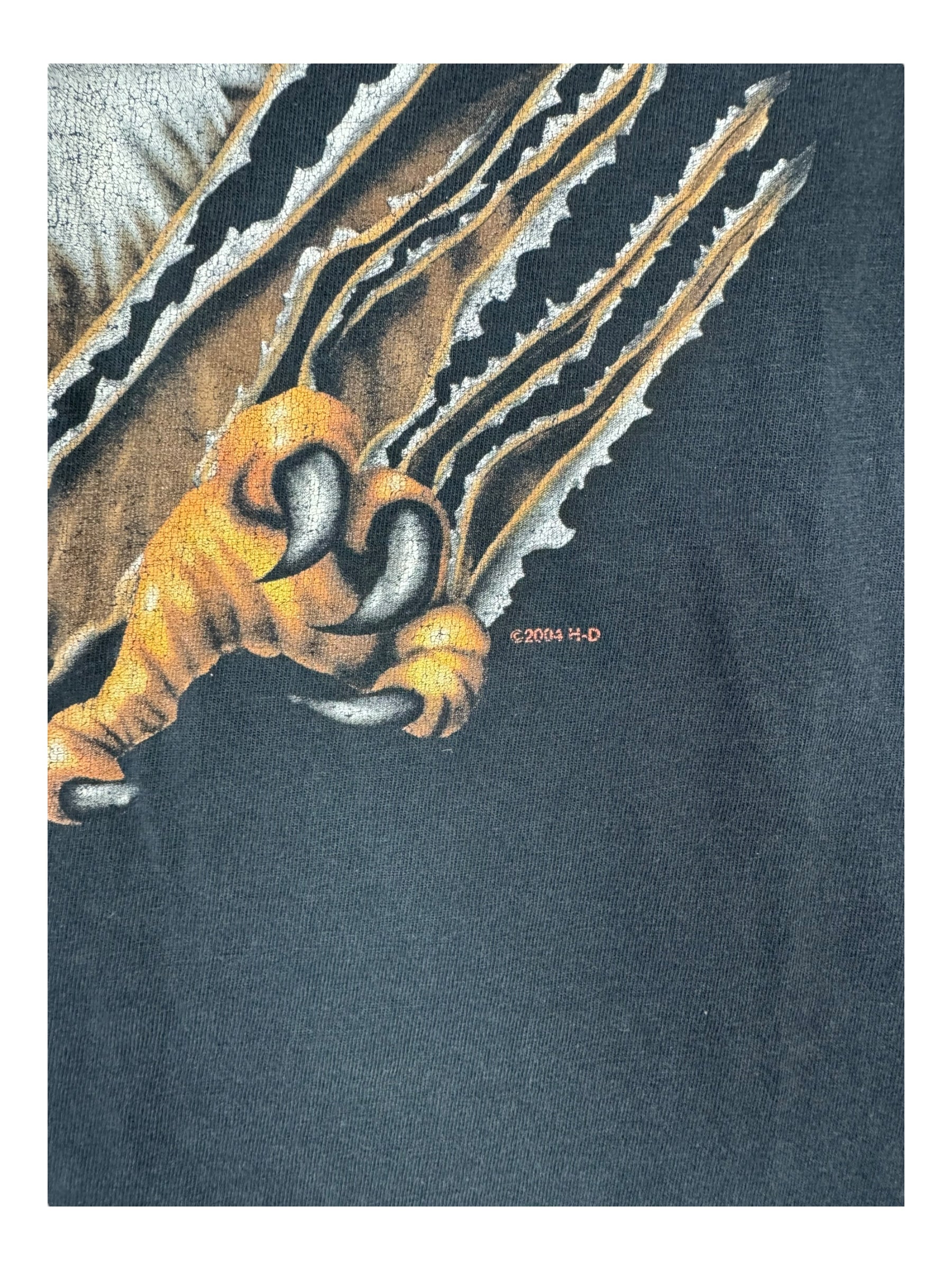 Harley Davidson 90s Black Eagle Claws American Flag Long Sleeve Size XL