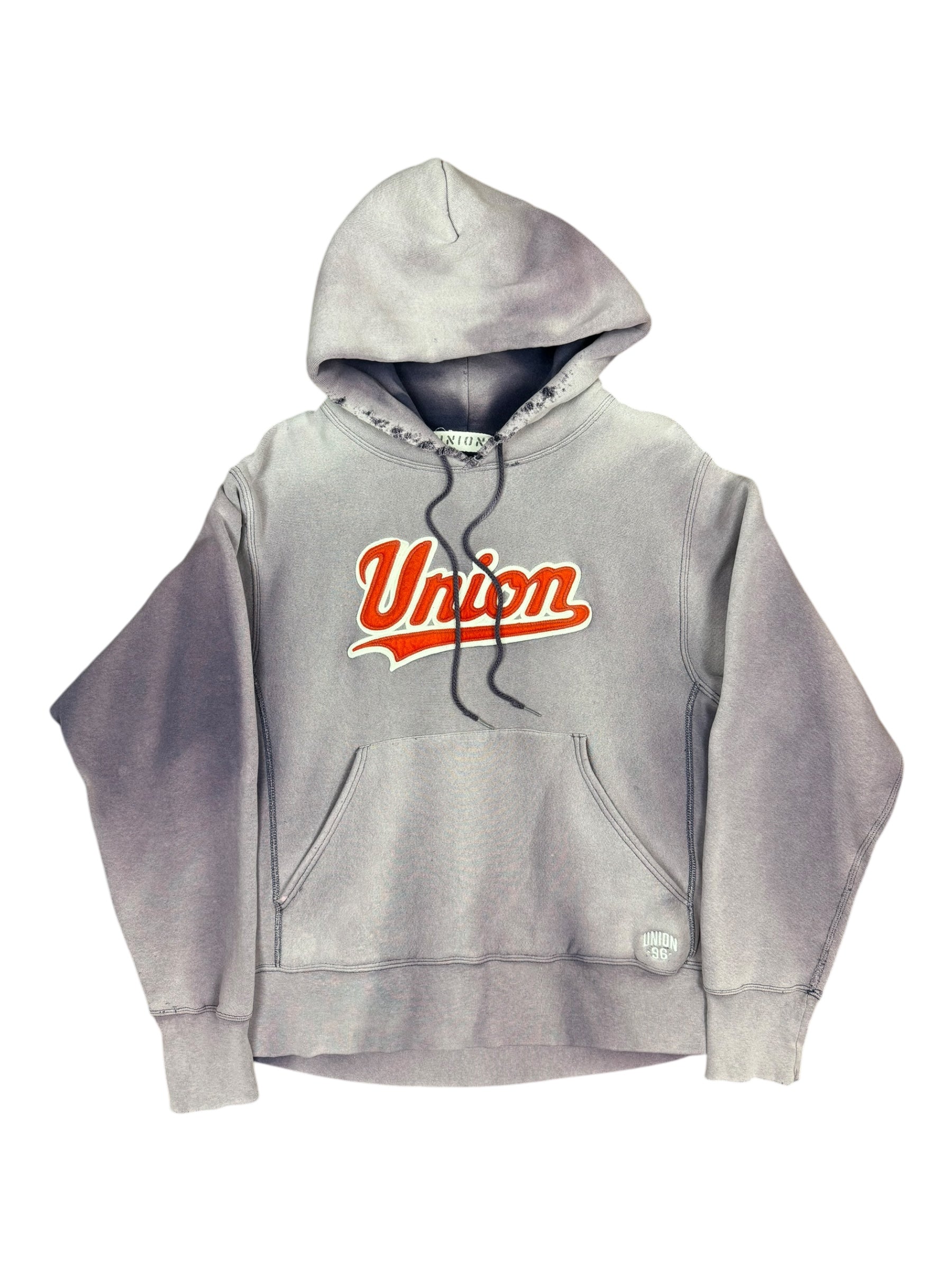 Union 90s Navy Script Logo Hoodie Perfectly Smoky Fade Size Large