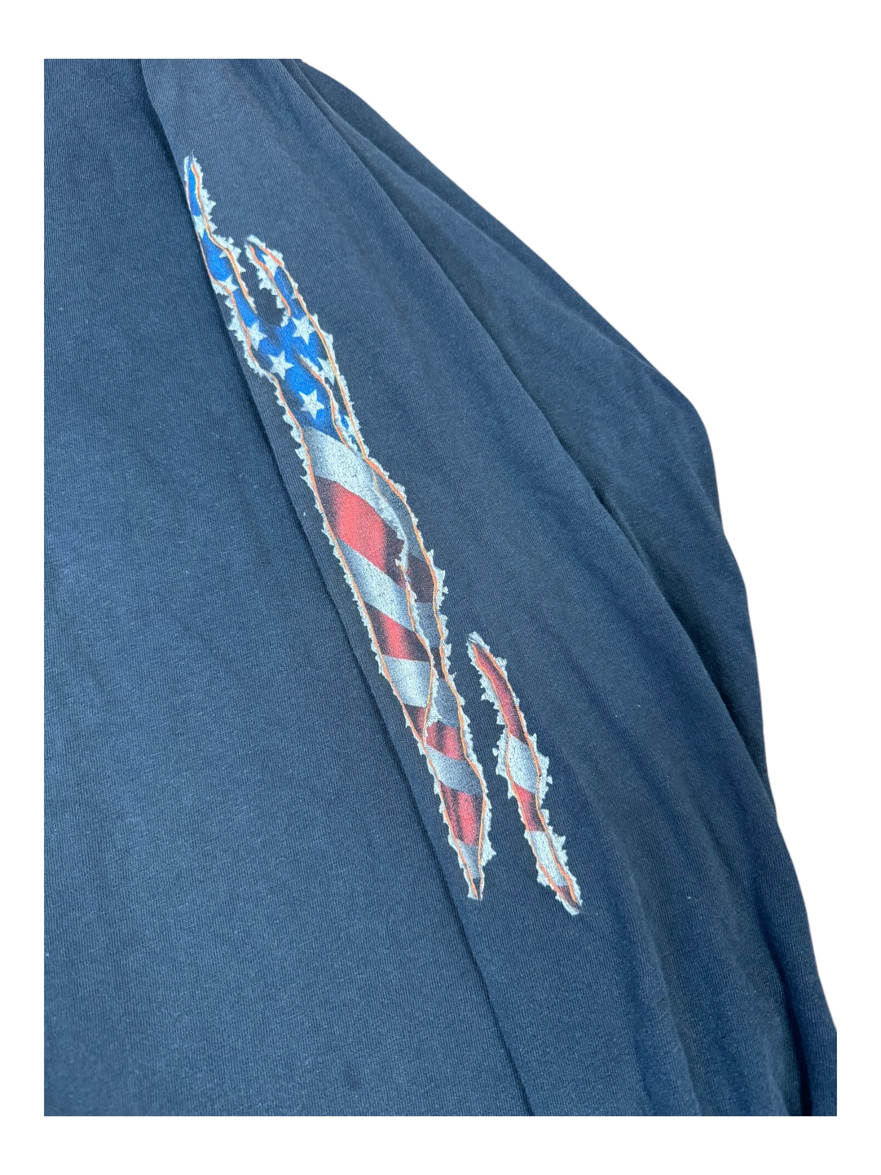 Harley Davidson 90s Black Eagle Claws American Flag Long Sleeve Size XL