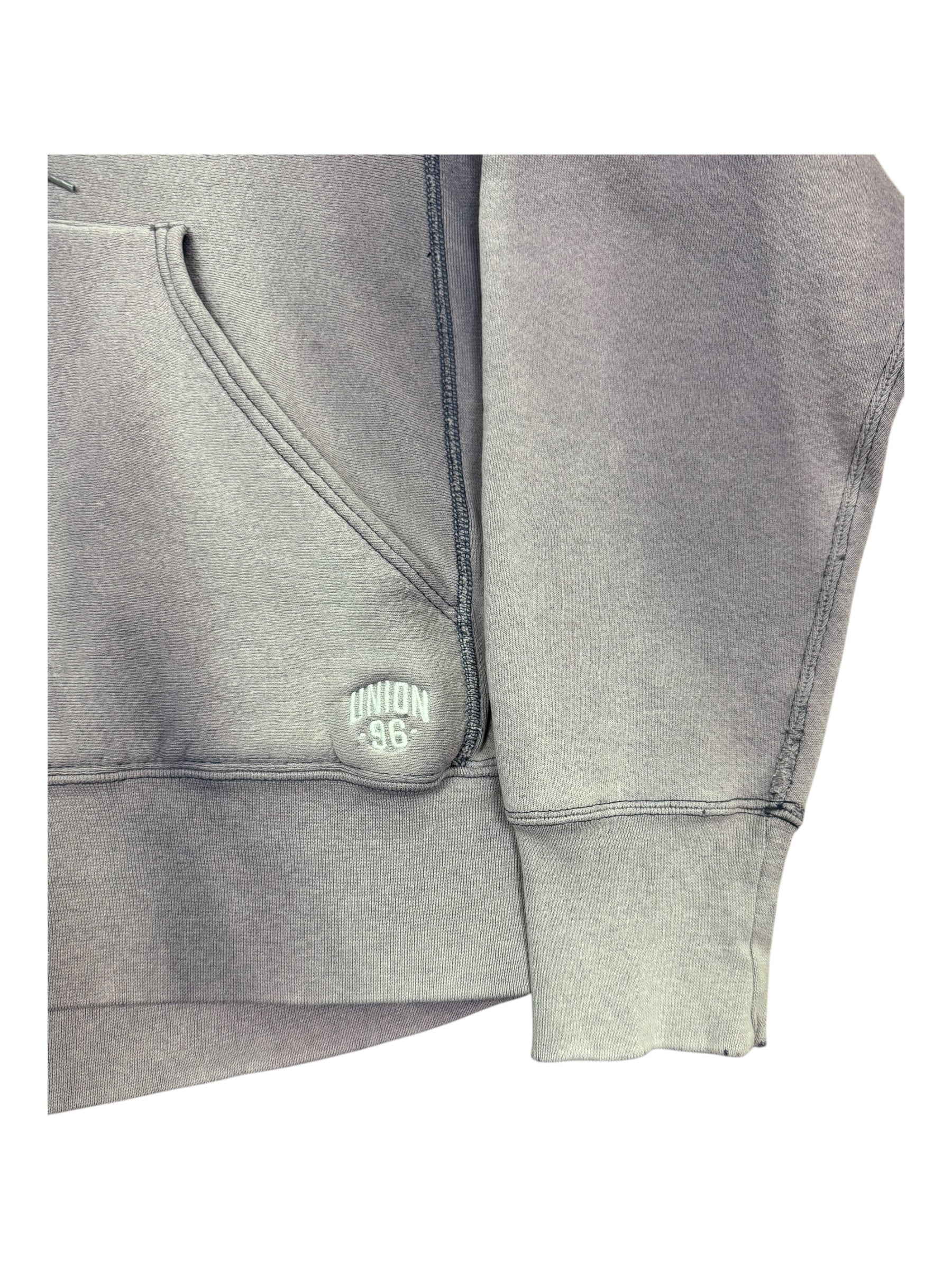 Union 90s Navy Script Logo Hoodie Perfectly Smoky Fade Size Large