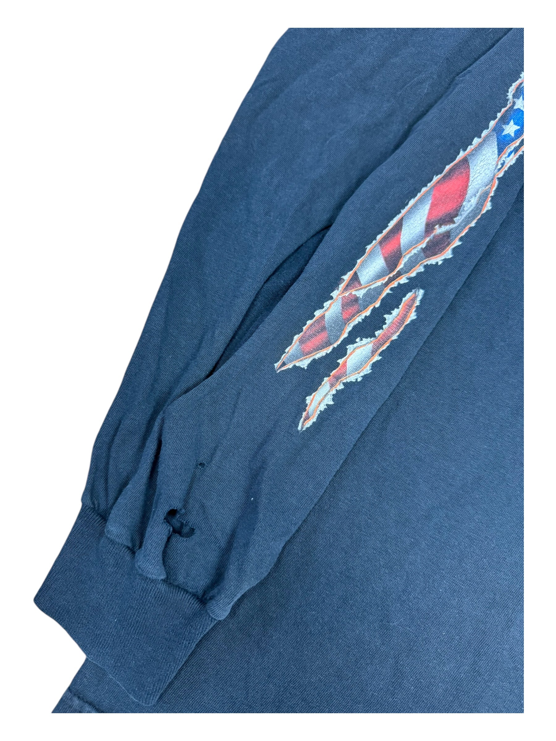 Harley Davidson 90s Black Eagle Claws American Flag Long Sleeve Size XL