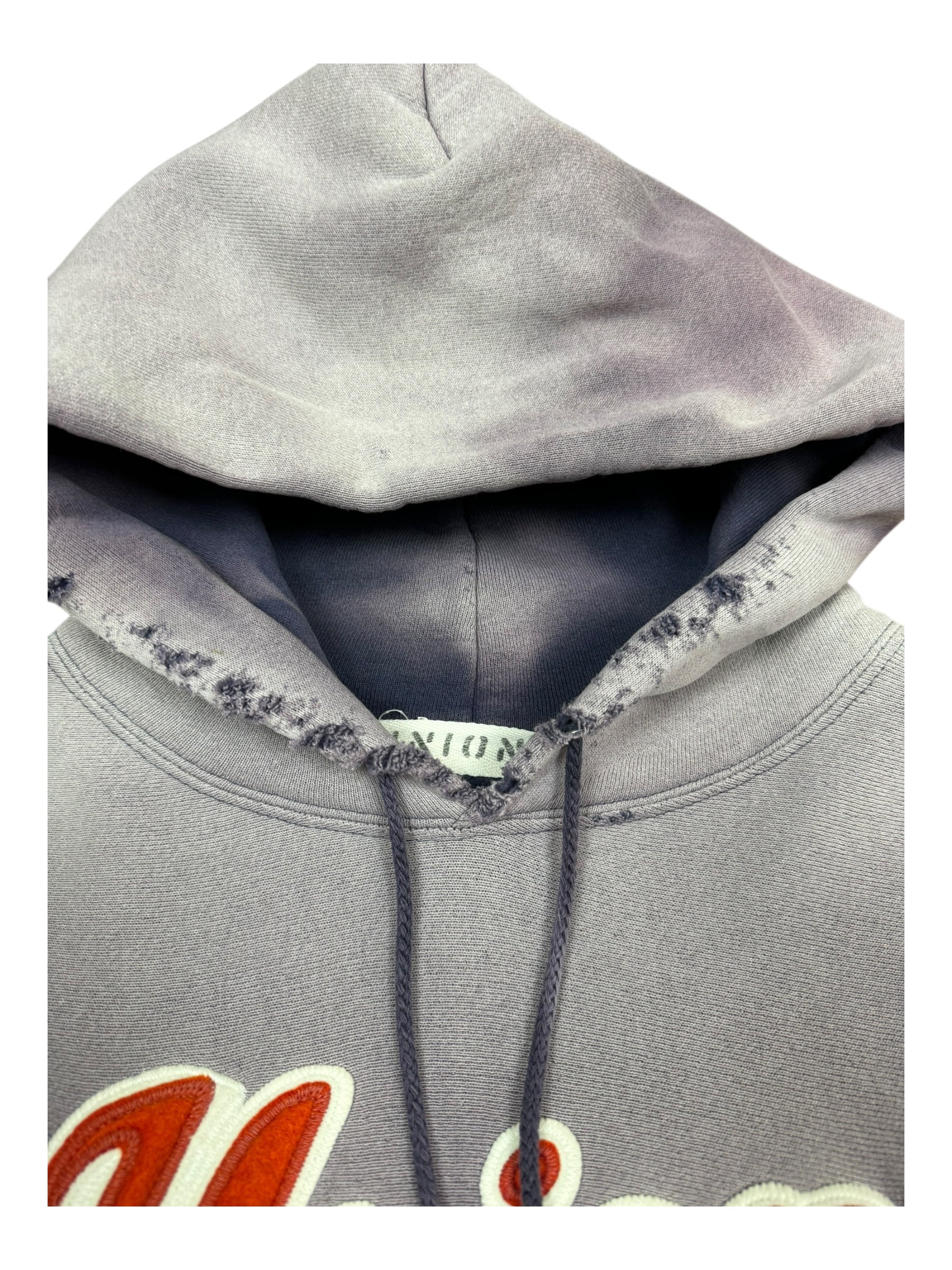 Union 90s Navy Script Logo Hoodie Perfectly Smoky Fade Size Large