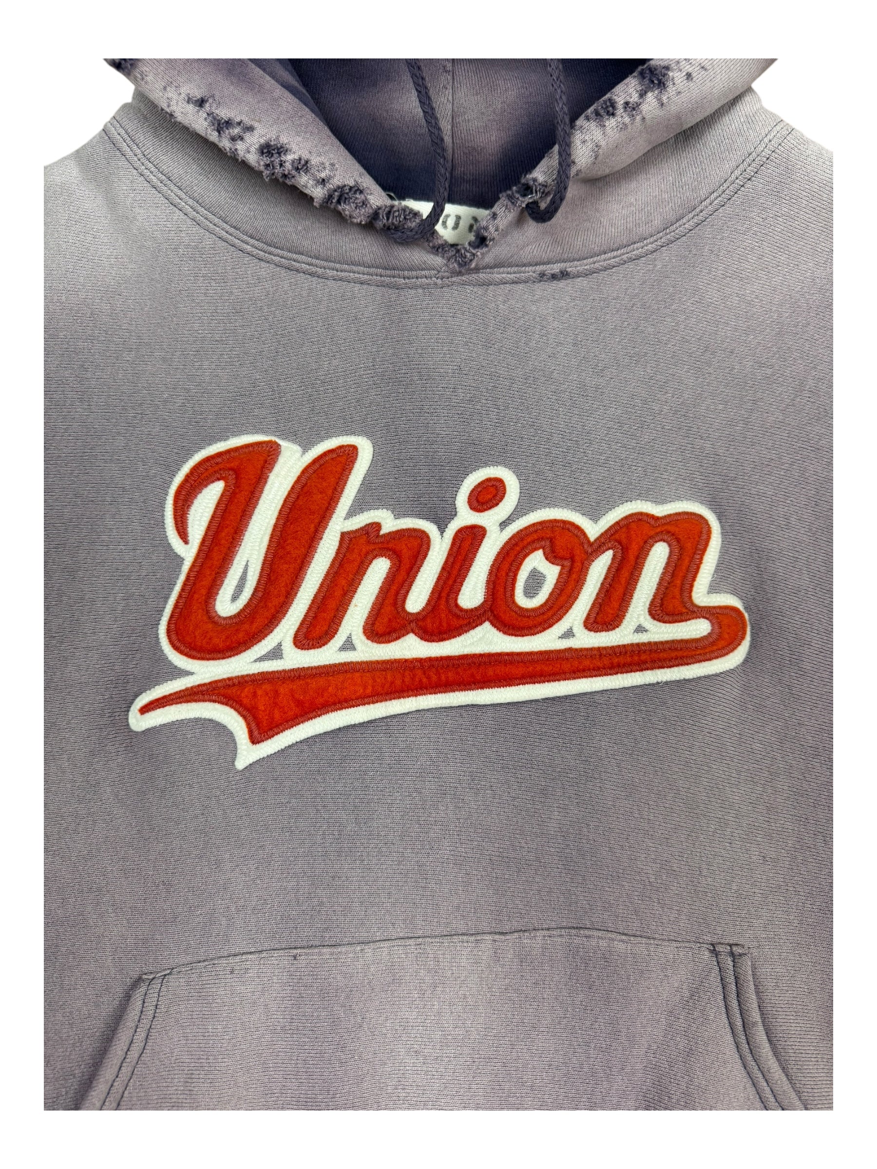 Union 90s Navy Script Logo Hoodie Perfectly Smoky Fade Size Large