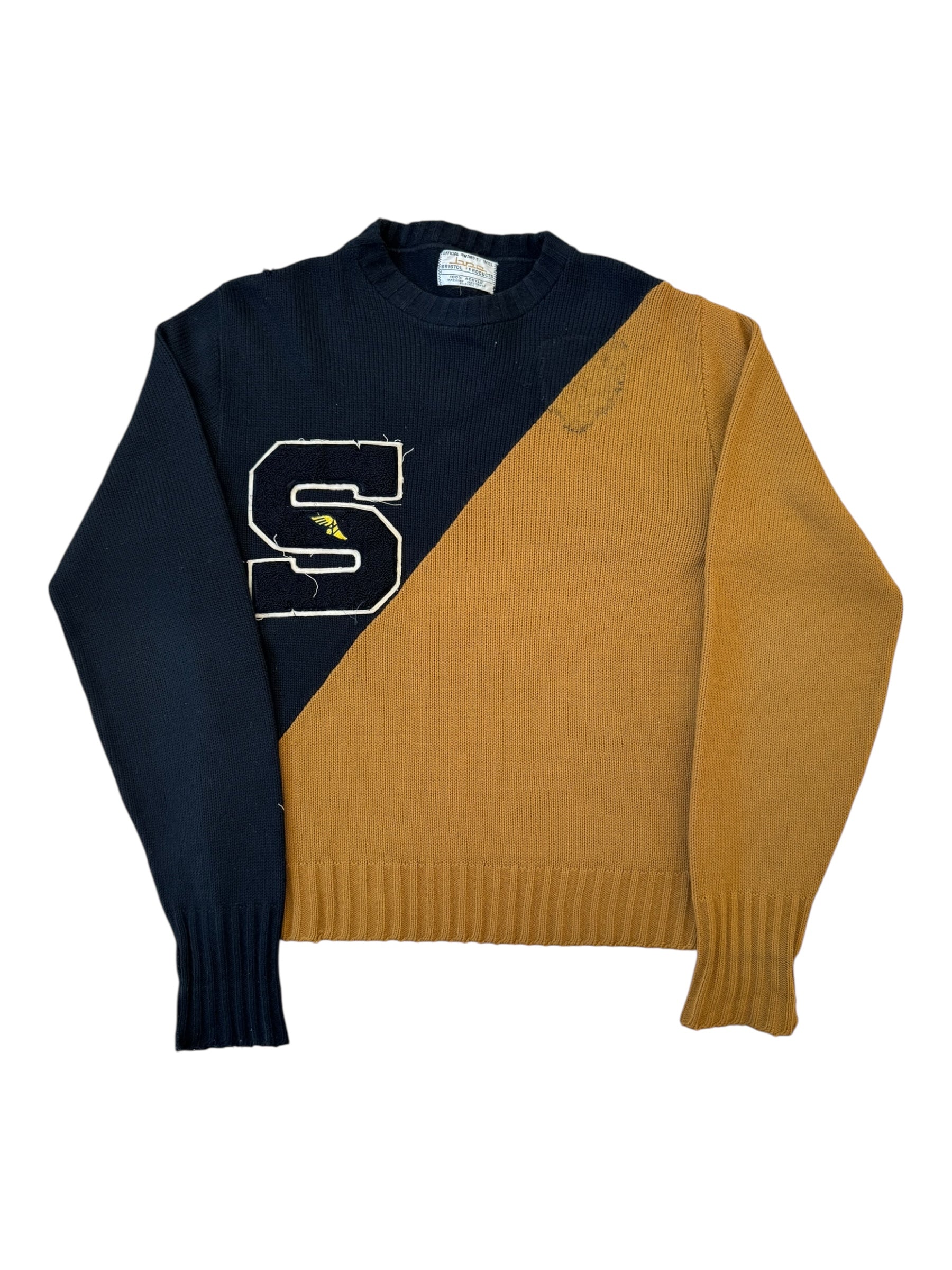 Bristol Products 1950s Track Athlete "S" Patch Award Sweater Size Small