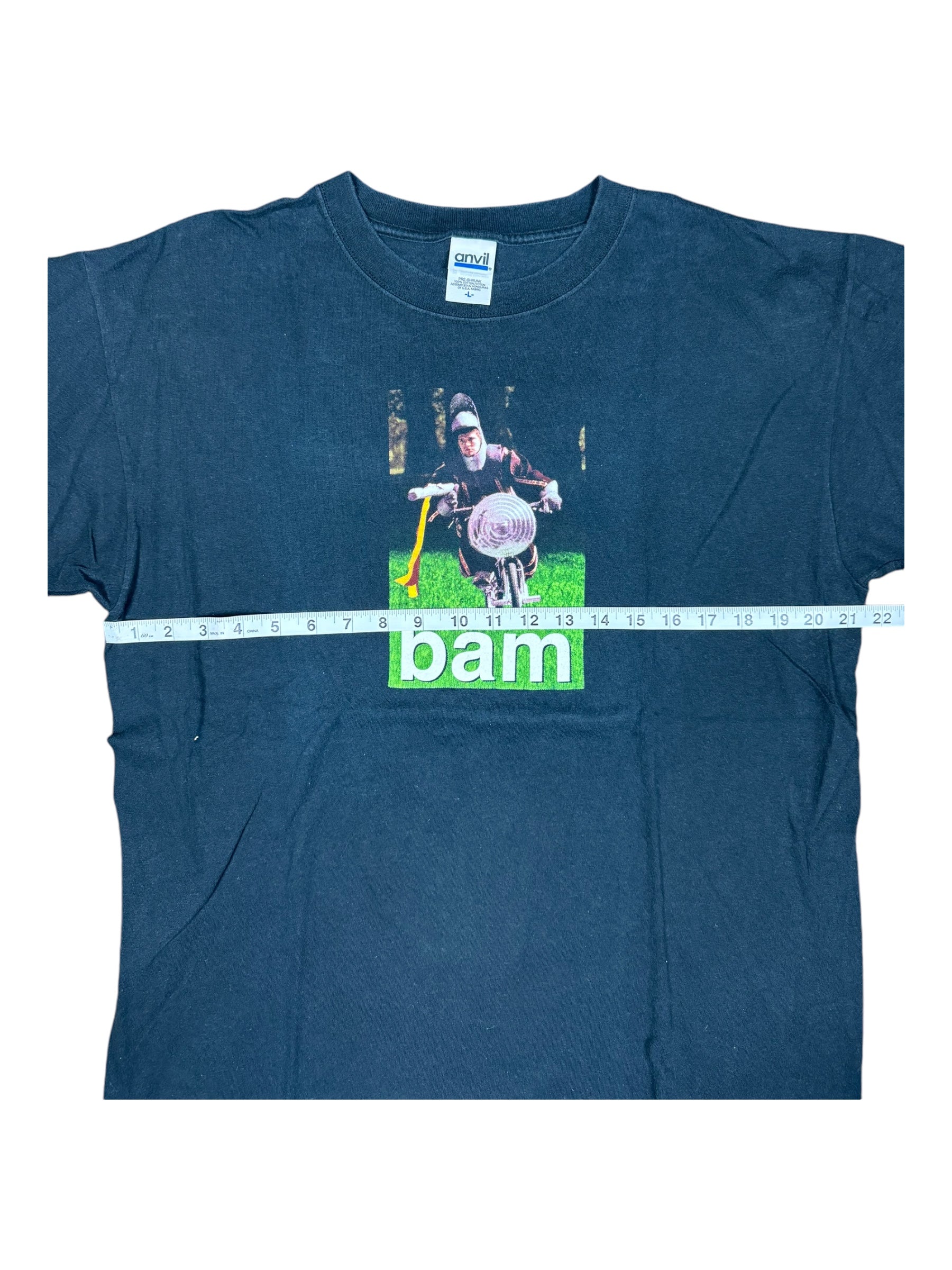 Jackass 00s Black 2001 Bam Margera Joust T-Shirt Anvil Size Large