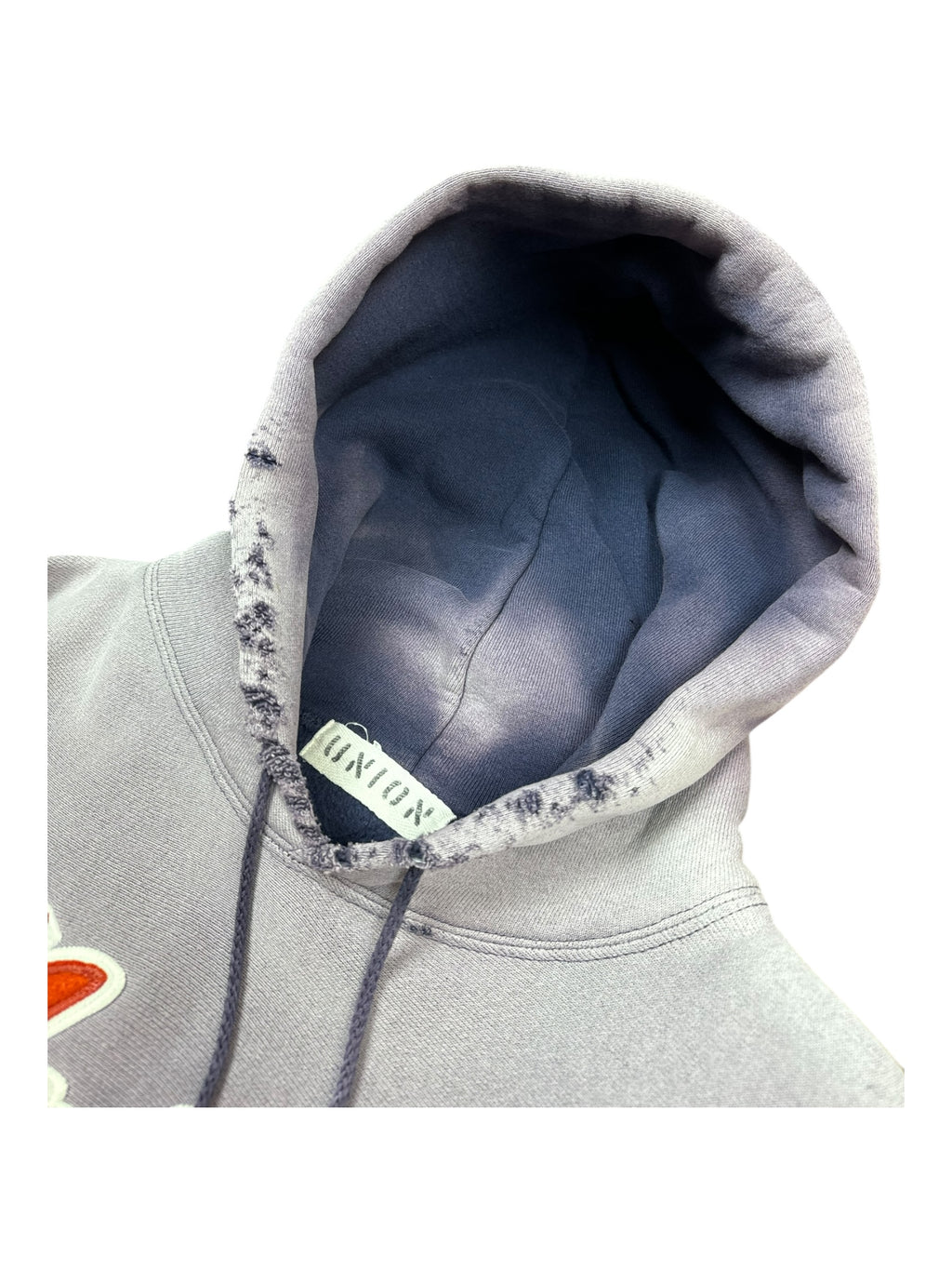 Union 90s Navy Script Logo Hoodie Perfectly Smoky Fade Size Large