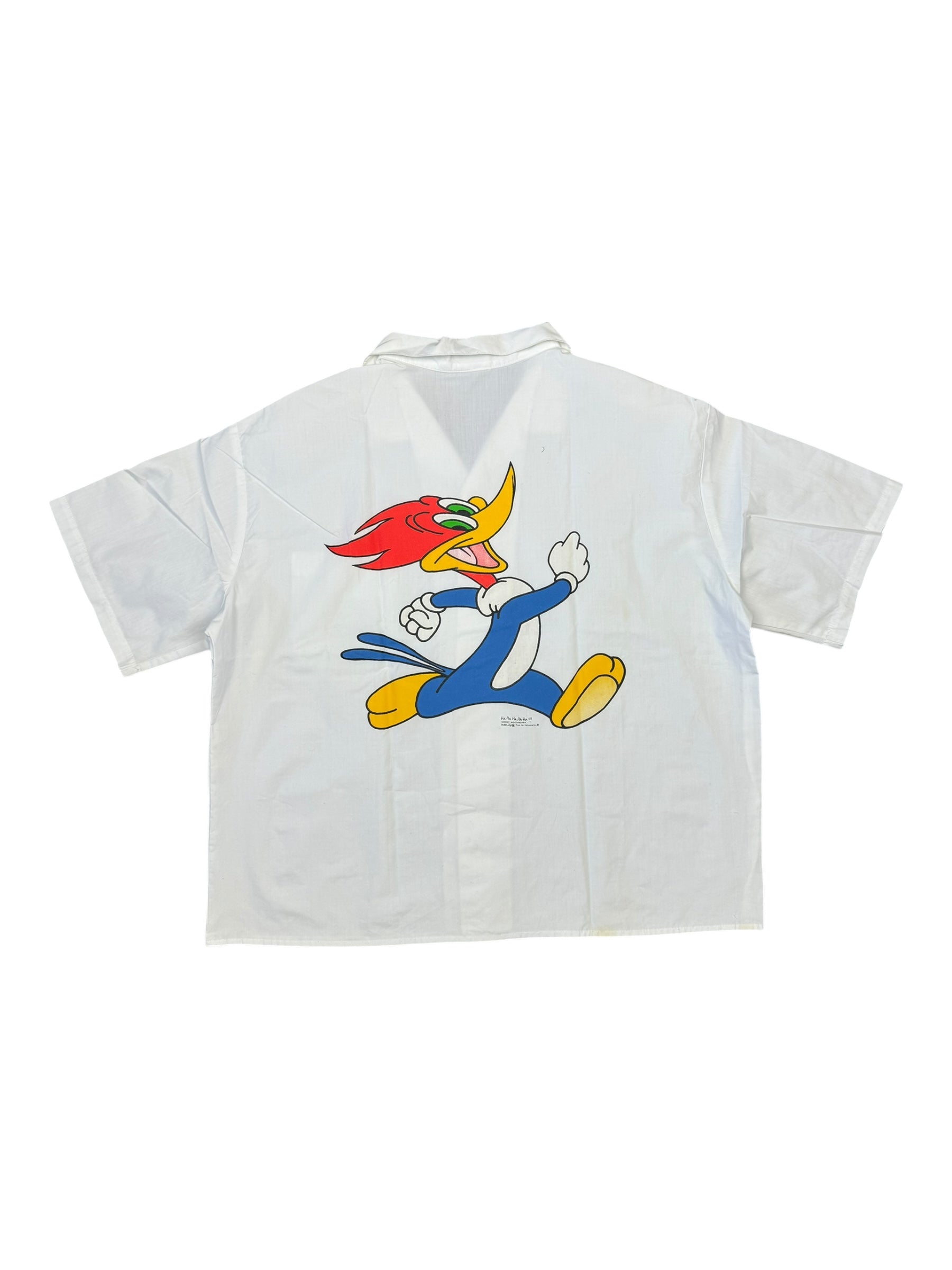 Stanley Desantis 80s Woody The Woodpecker White Button Up Size Large