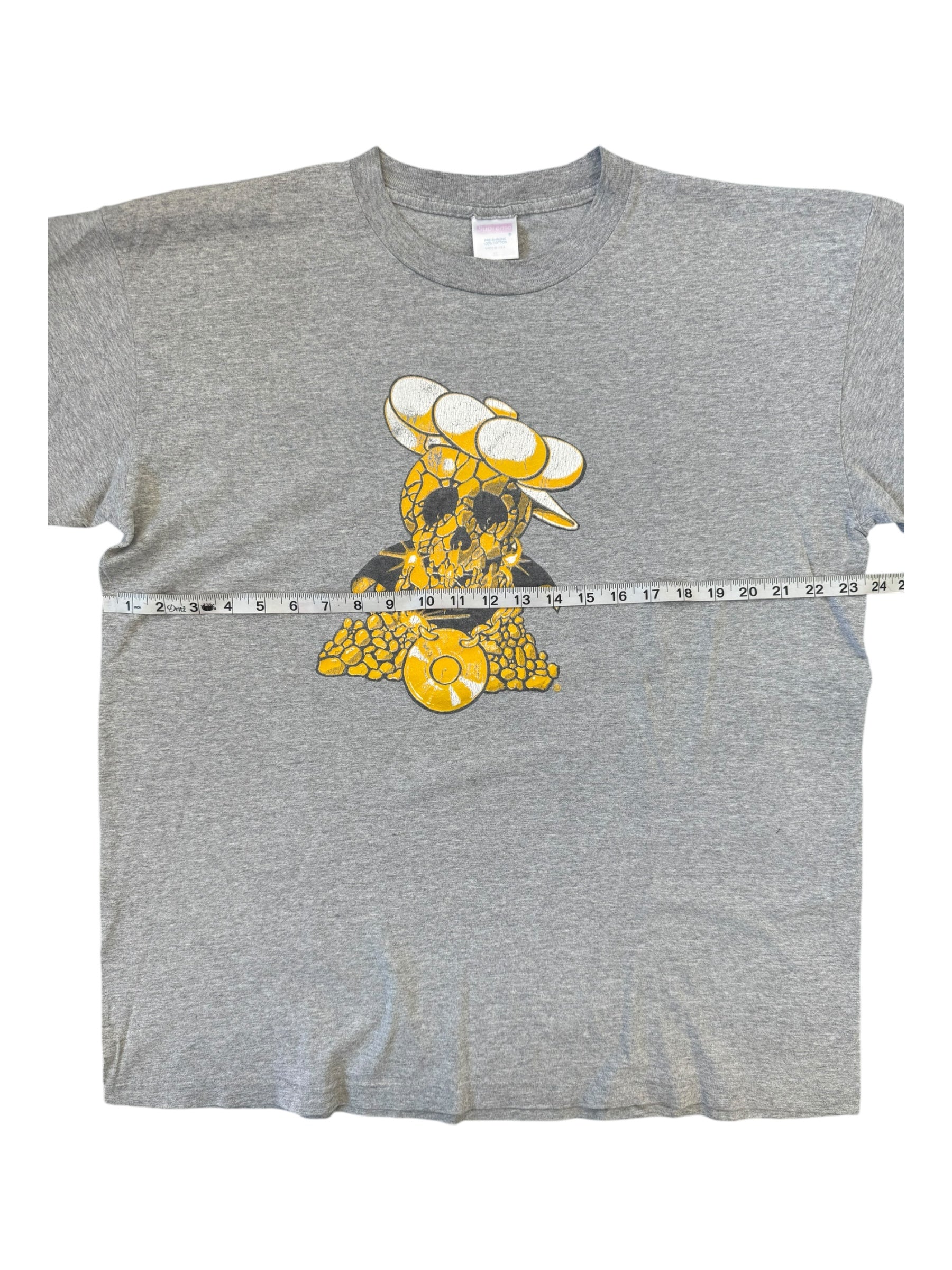 Supreme 2001 New York Skull Ultimate Breaks And Beats Grey T-Shirt Size XL