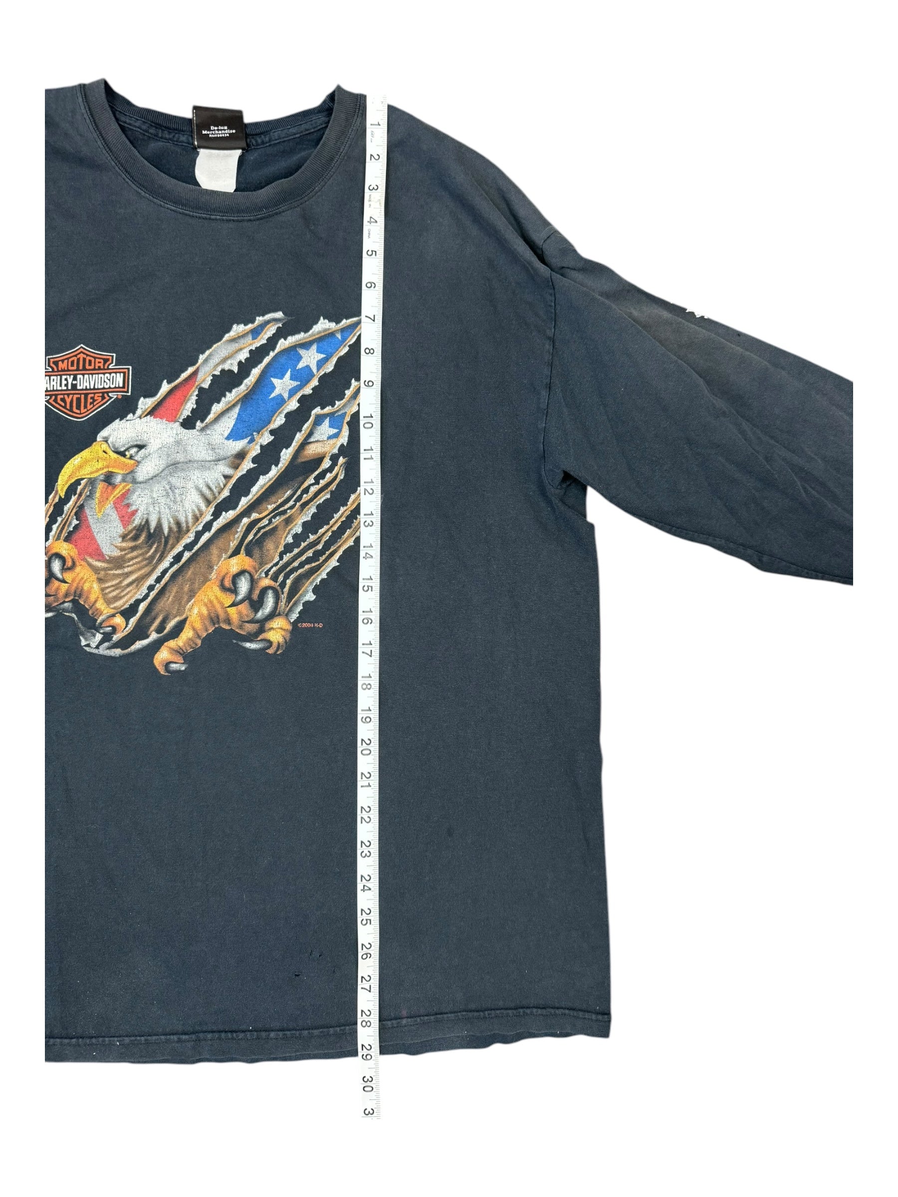 Harley Davidson 90s Black Eagle Claws American Flag Long Sleeve Size XL