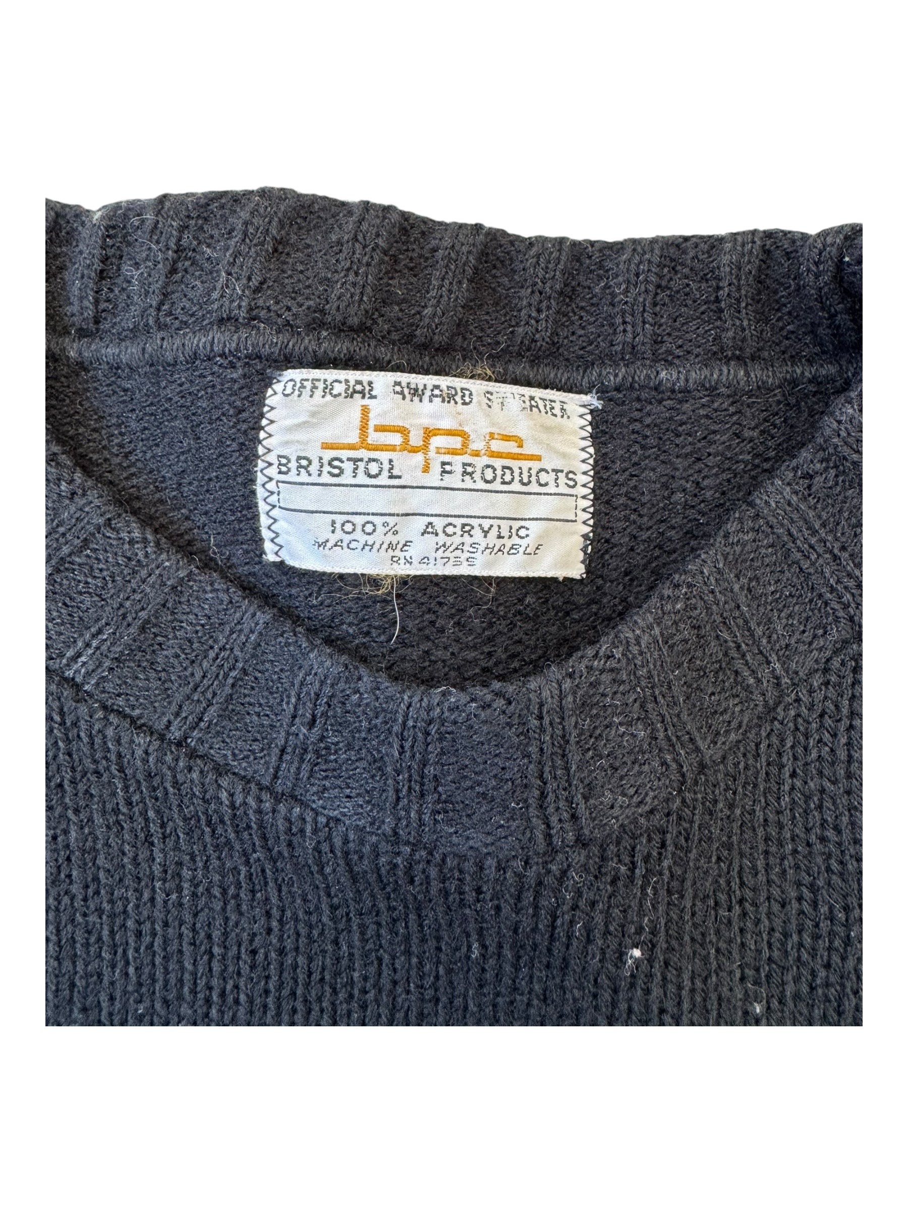 Bristol Products 1950s Track Athlete "S" Patch Award Sweater Size Small