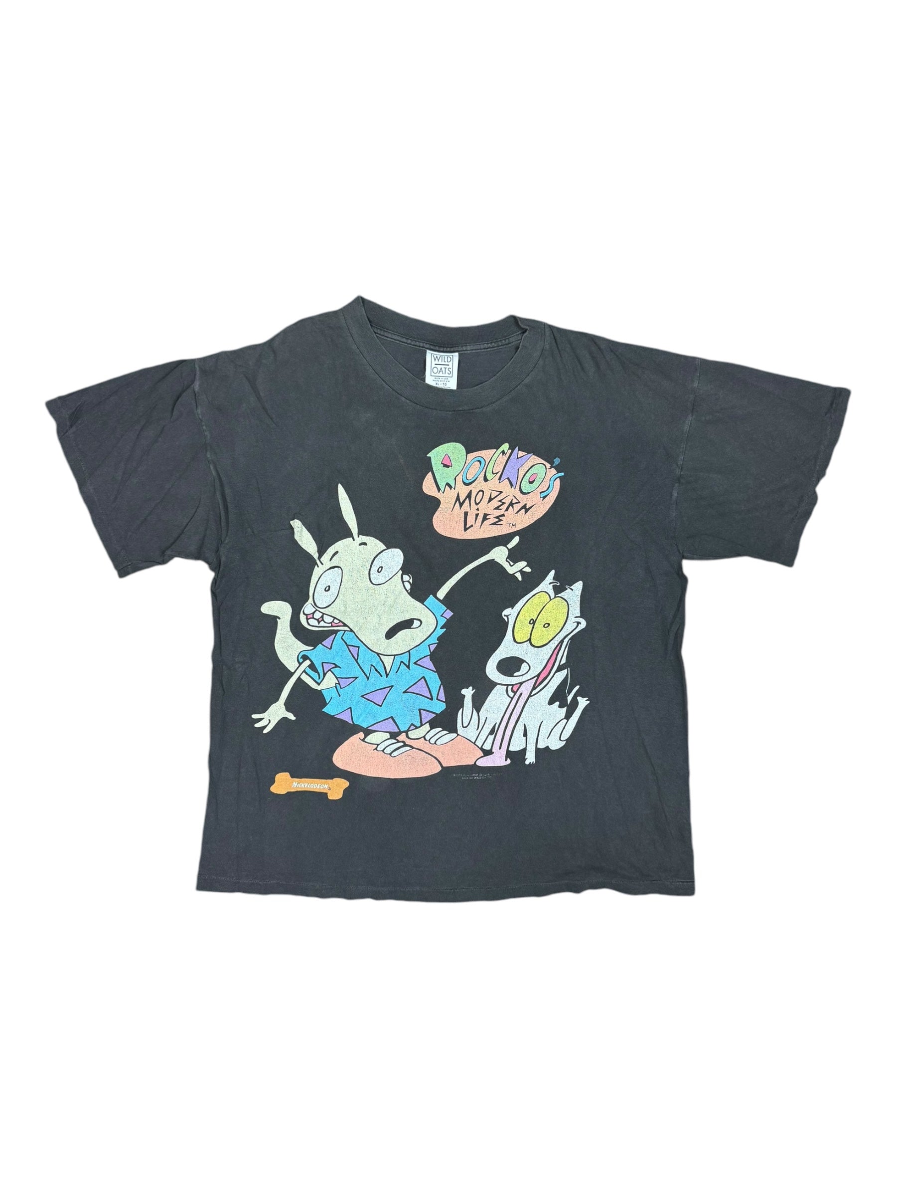 Rockos Modern Life 90s Black Nickelodeon T-Shirt Wild Oats Size XL