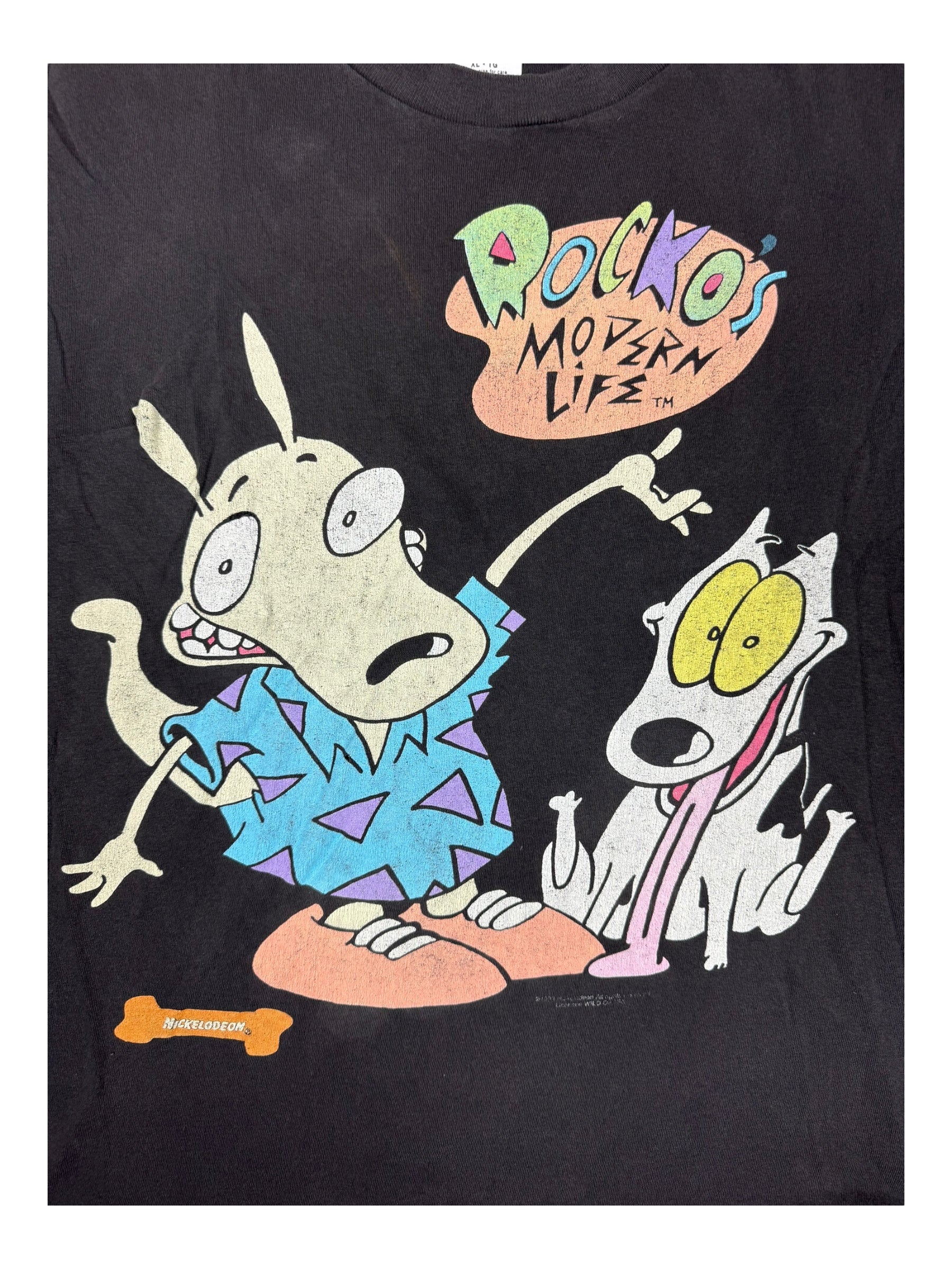 Rockos Modern Life 90s Black Nickelodeon T-Shirt Wild Oats Size XL