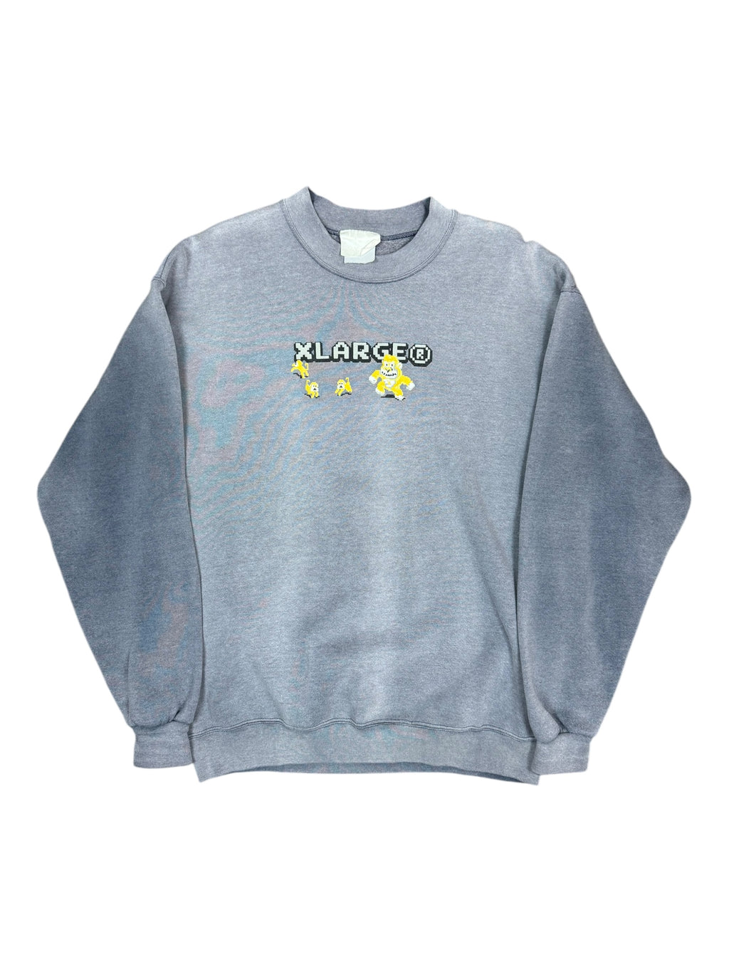 X-Large 90s Donkey Kong Logo Grey Crewneck Smoky Fade Size XL