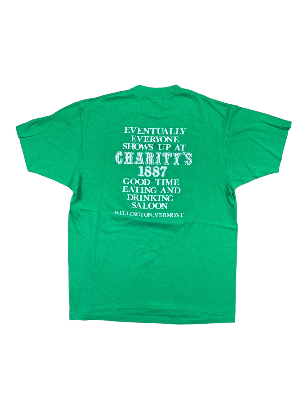 Killington Vermont 90s Charity's Saloon T-shirt Green Short Sleeve Sz XL