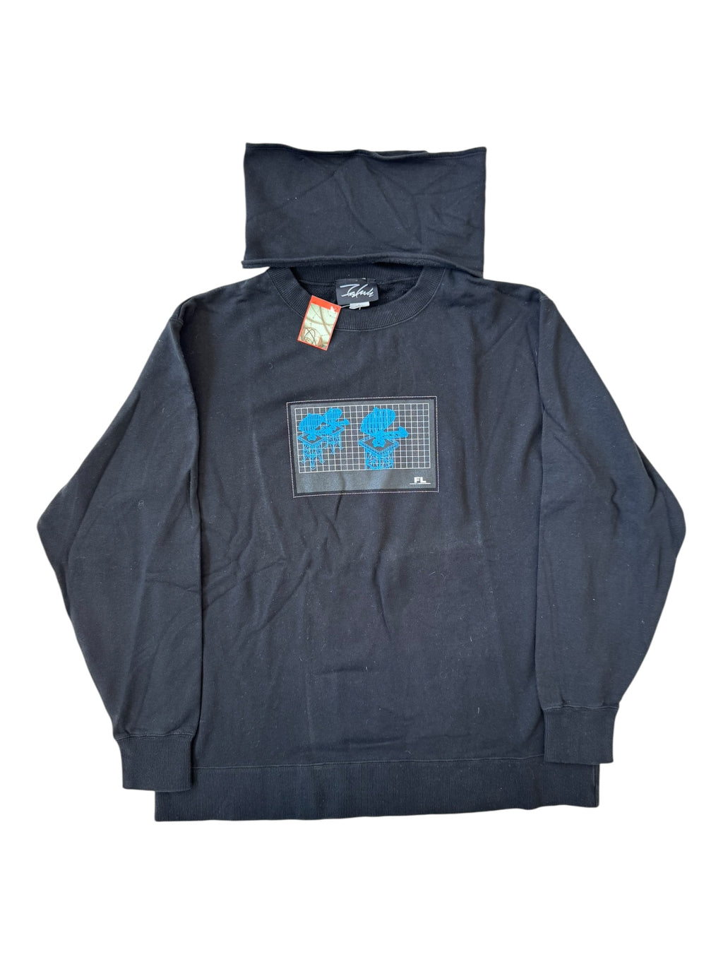 Futura 90s Black Crewneck With Ski Mask Attached Deadstock Size Large