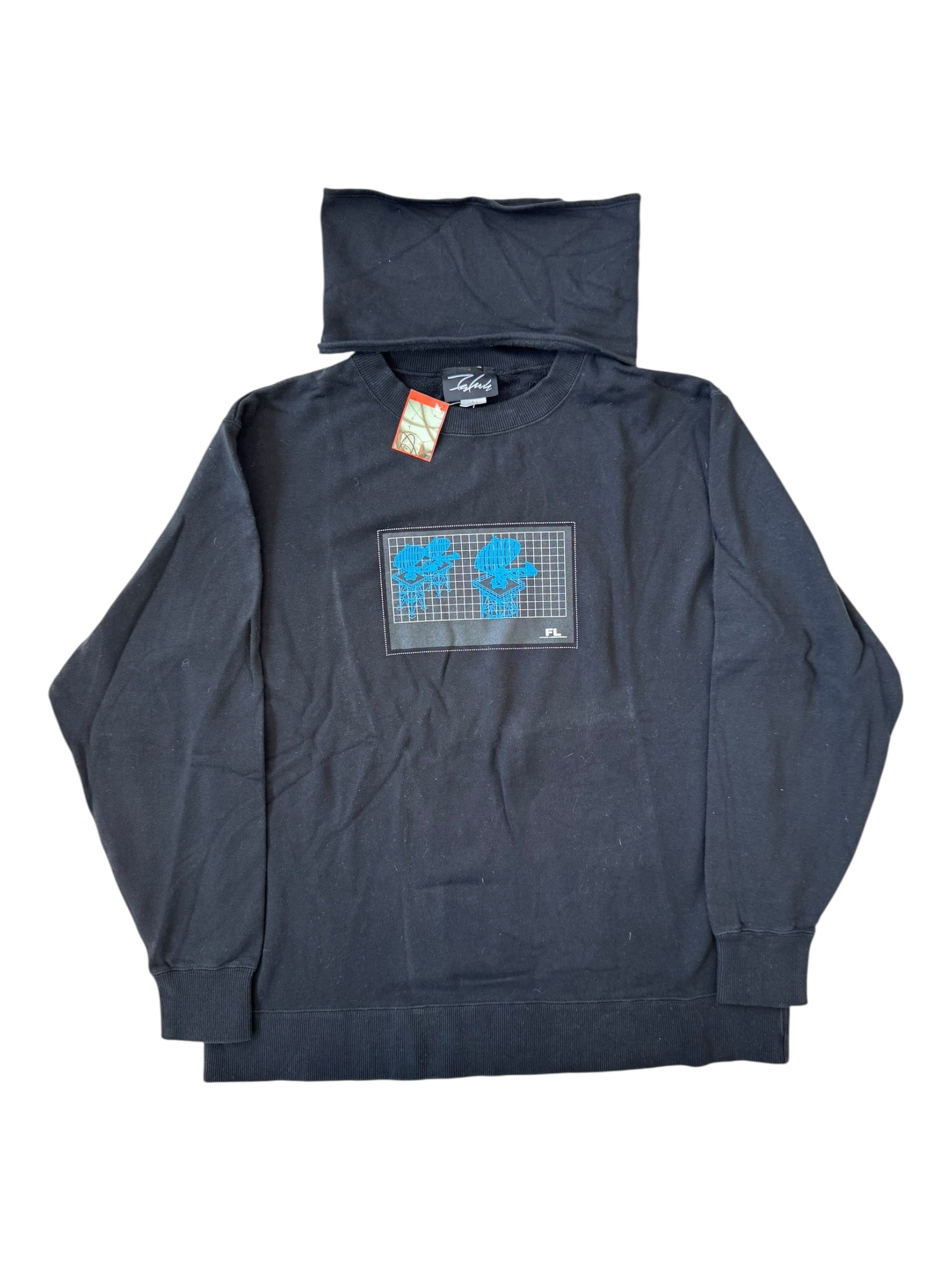 Futura 90s Black Crewneck With Ski Mask Attached Deadstock Size Large