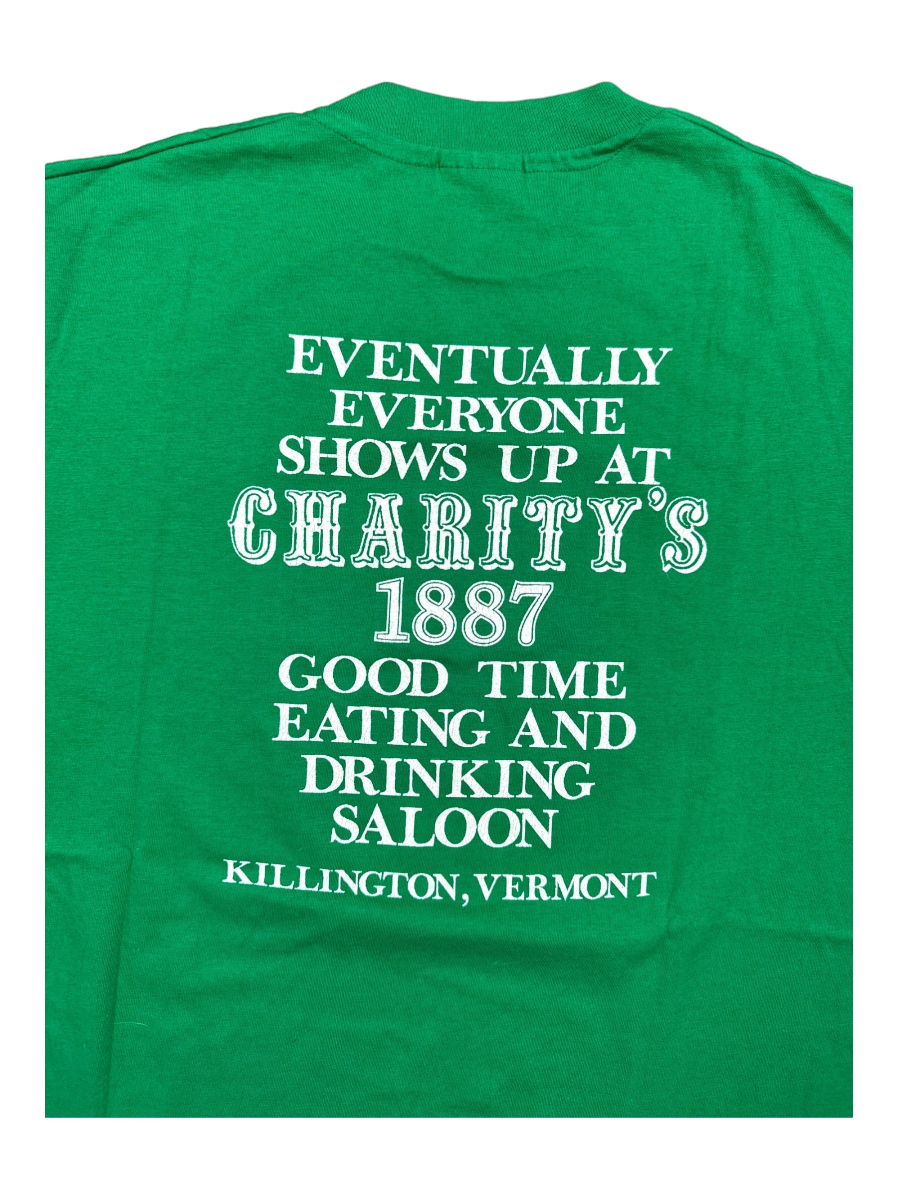 Killington Vermont 90s Charity's Saloon T-shirt Green Short Sleeve Sz XL