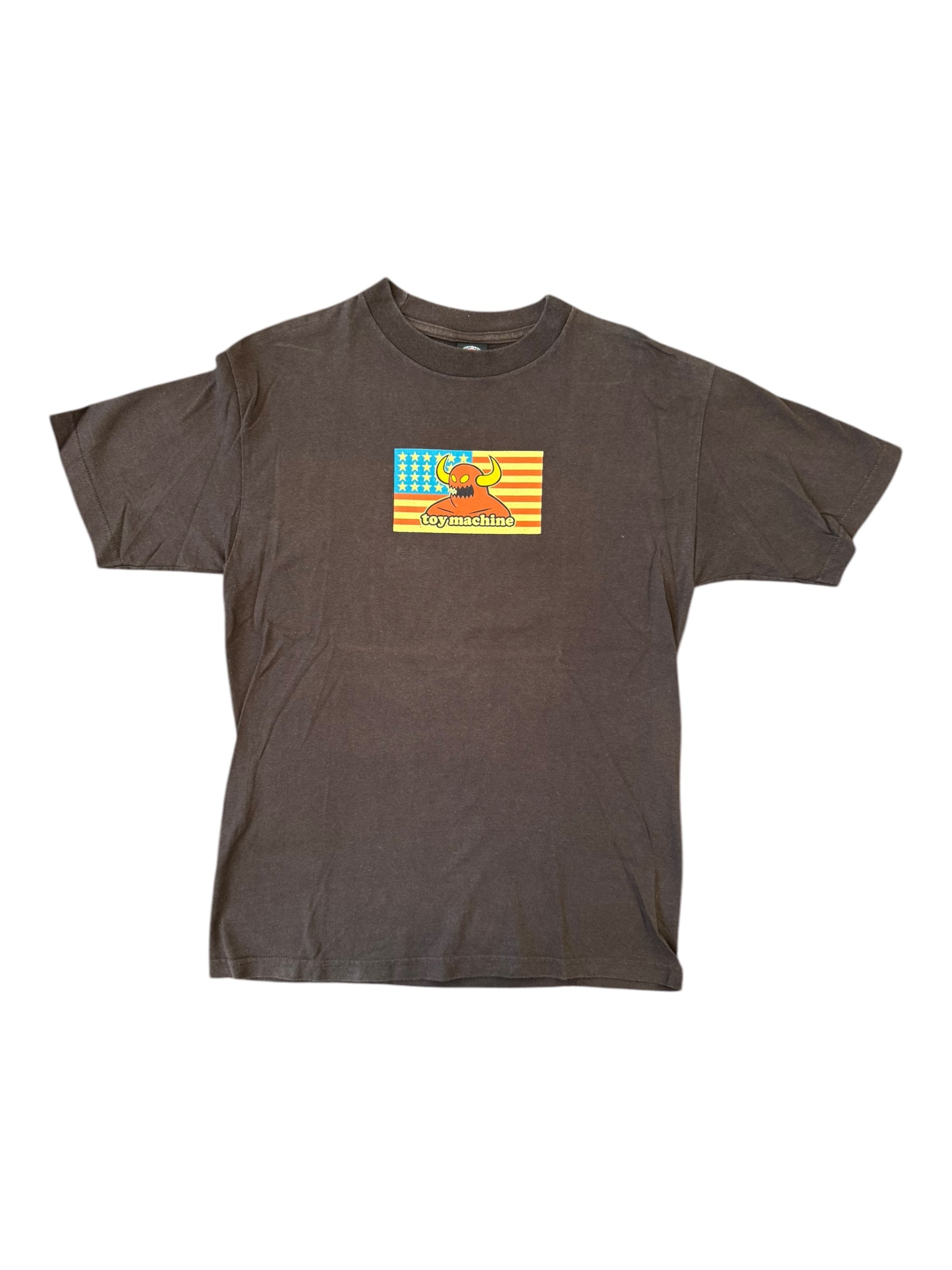 Toy Machine 00s Brown Flag Logo T-Shirt Size Medium