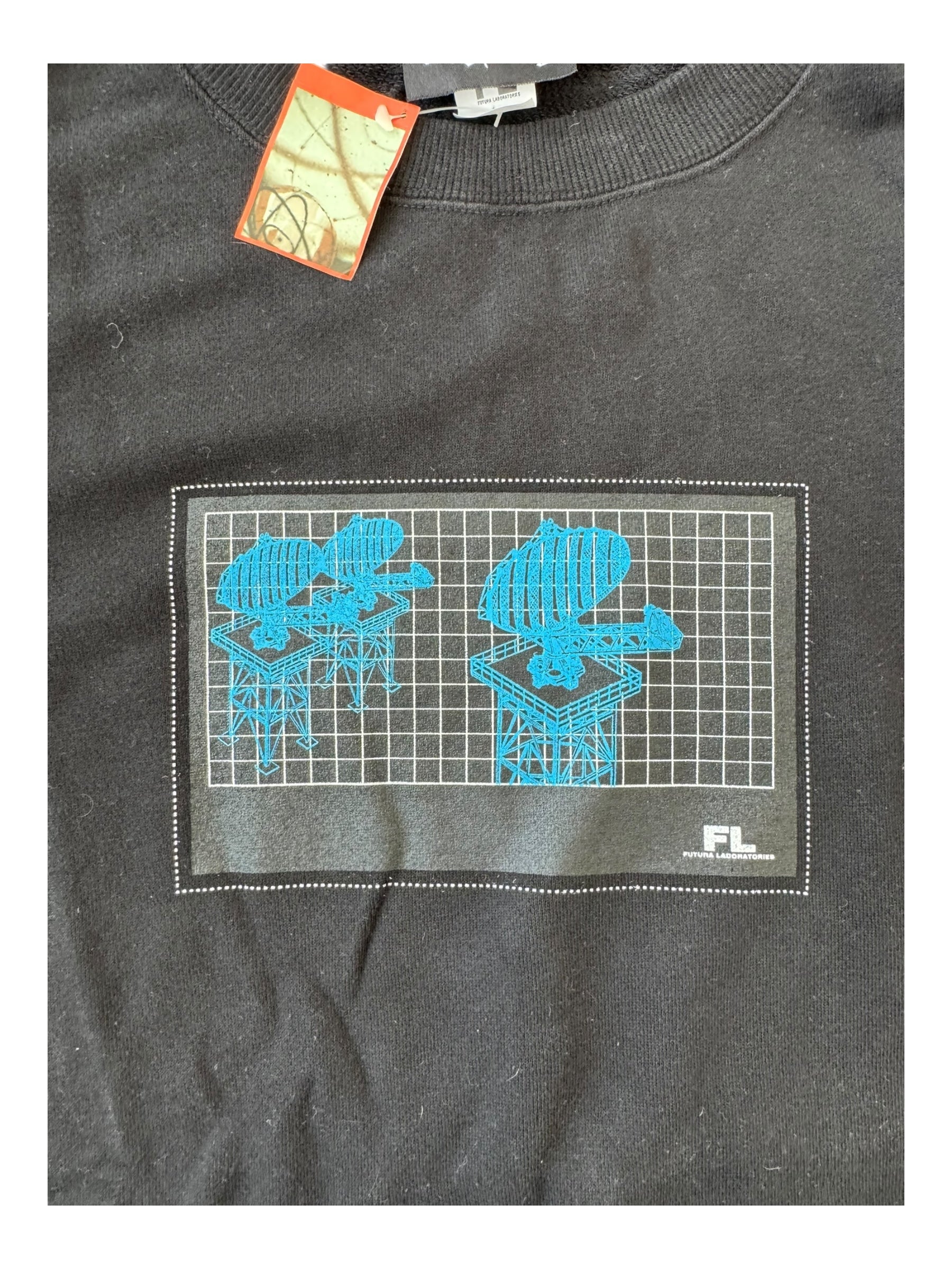 Futura 90s Black Crewneck With Ski Mask Attached Deadstock Size Large