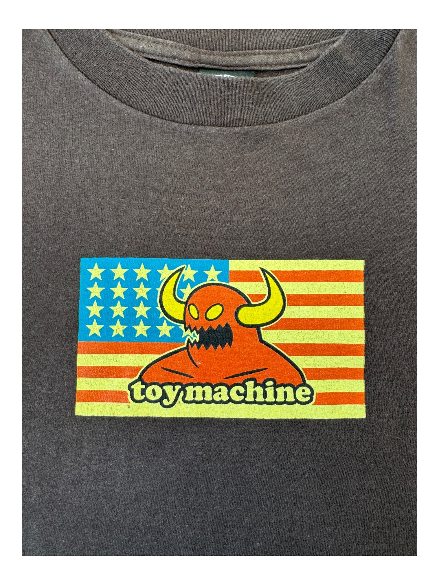 Toy Machine 00s Brown Flag Logo T-Shirt Size Medium