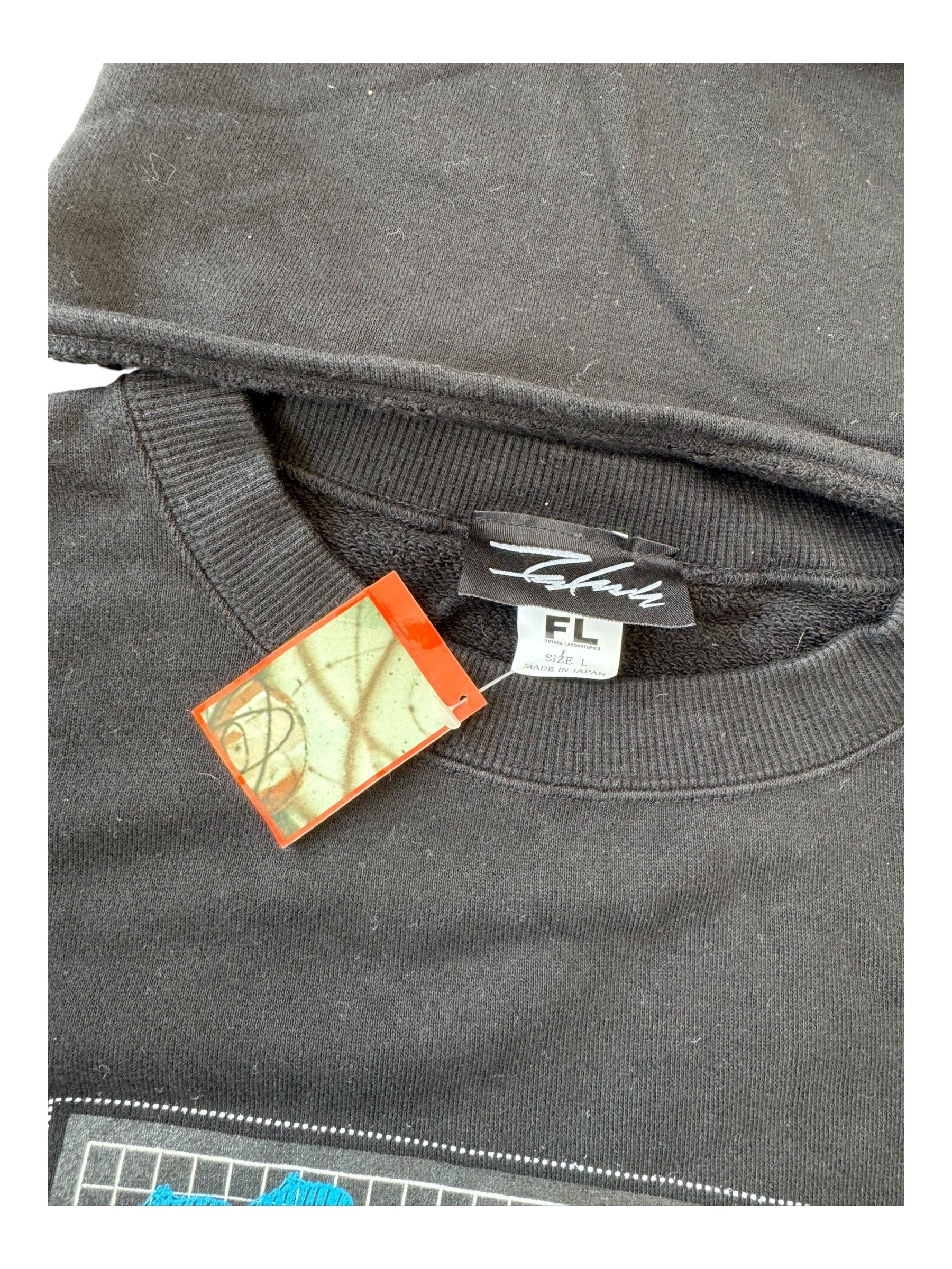 Futura 90s Black Crewneck With Ski Mask Attached Deadstock Size Large