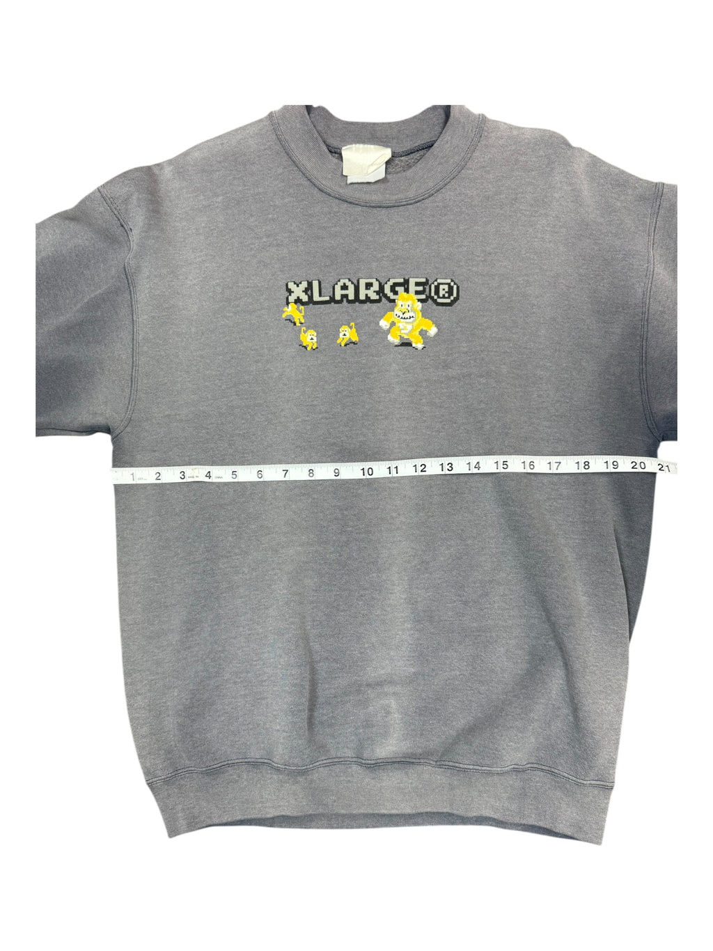X-Large 90s Donkey Kong Logo Grey Crewneck Smoky Fade Size XL