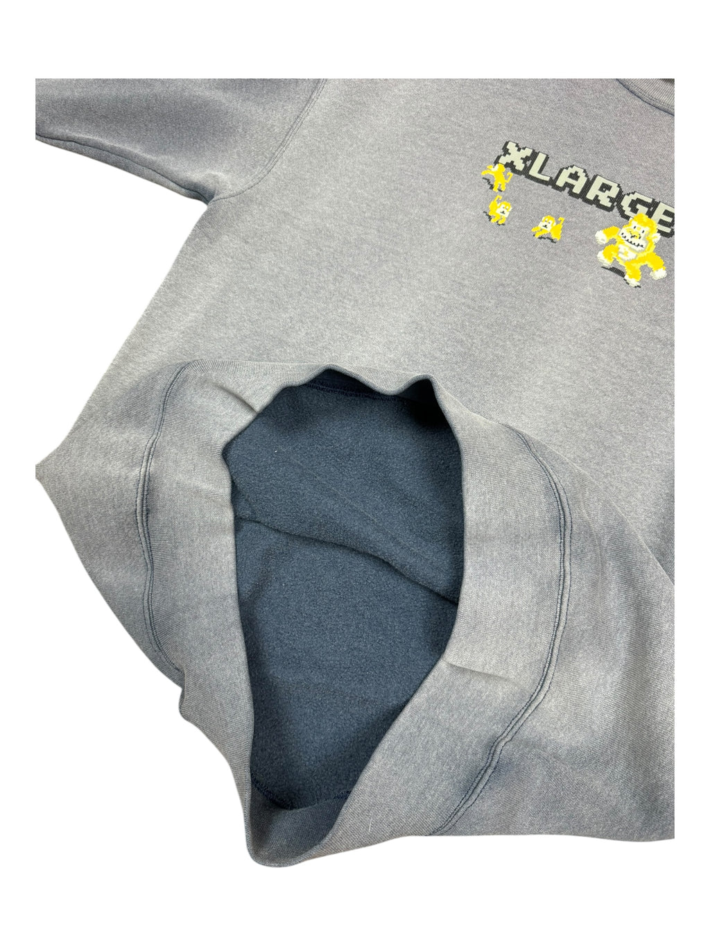 X-Large 90s Donkey Kong Logo Grey Crewneck Smoky Fade Size XL