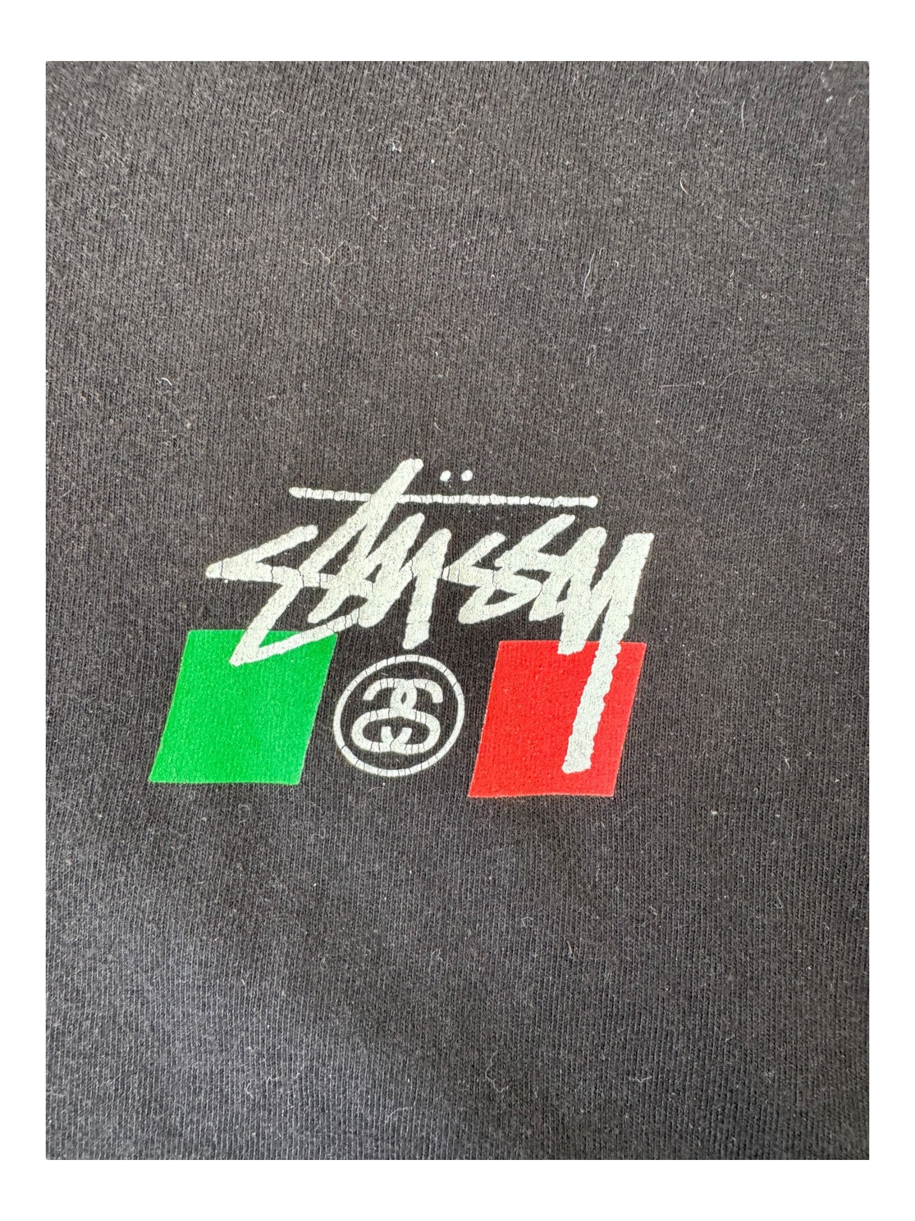 Stussy 00s Checkered Race Flag Black T-Shirt Size Large
