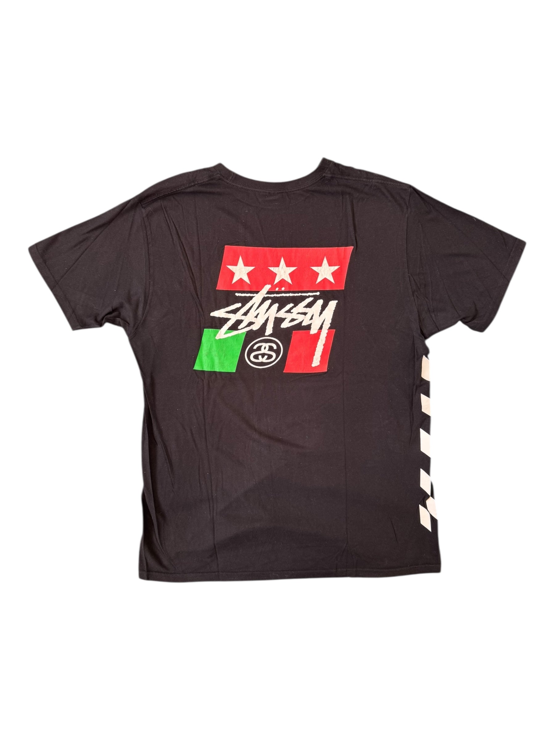 Stussy 00s Checkered Race Flag Black T-Shirt Size Large