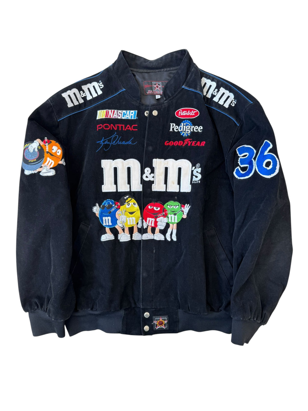 Jeff Hamilton 00s Black JH Designs #36 M&M's Racing Team Jacket Size XL