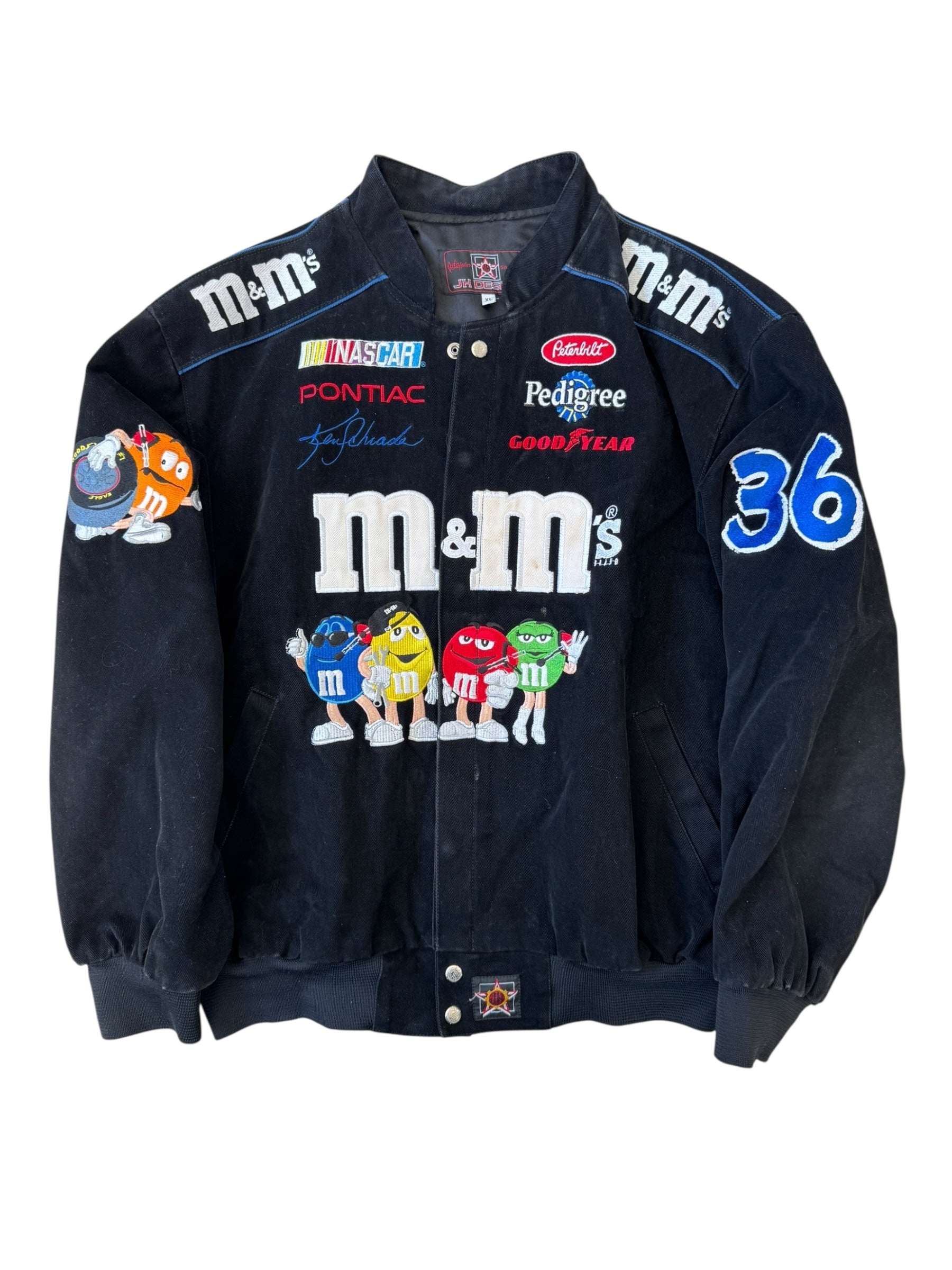 Jeff Hamilton 00s Black JH Designs #36 M&M's Racing Team Jacket Size XL