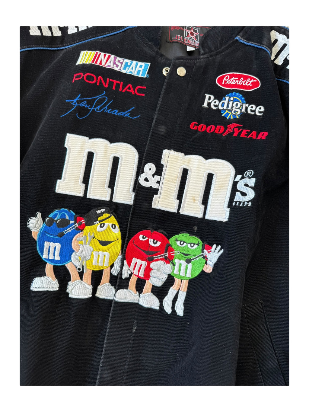 Jeff Hamilton 00s Black JH Designs #36 M&M's Racing Team Jacket Size XL