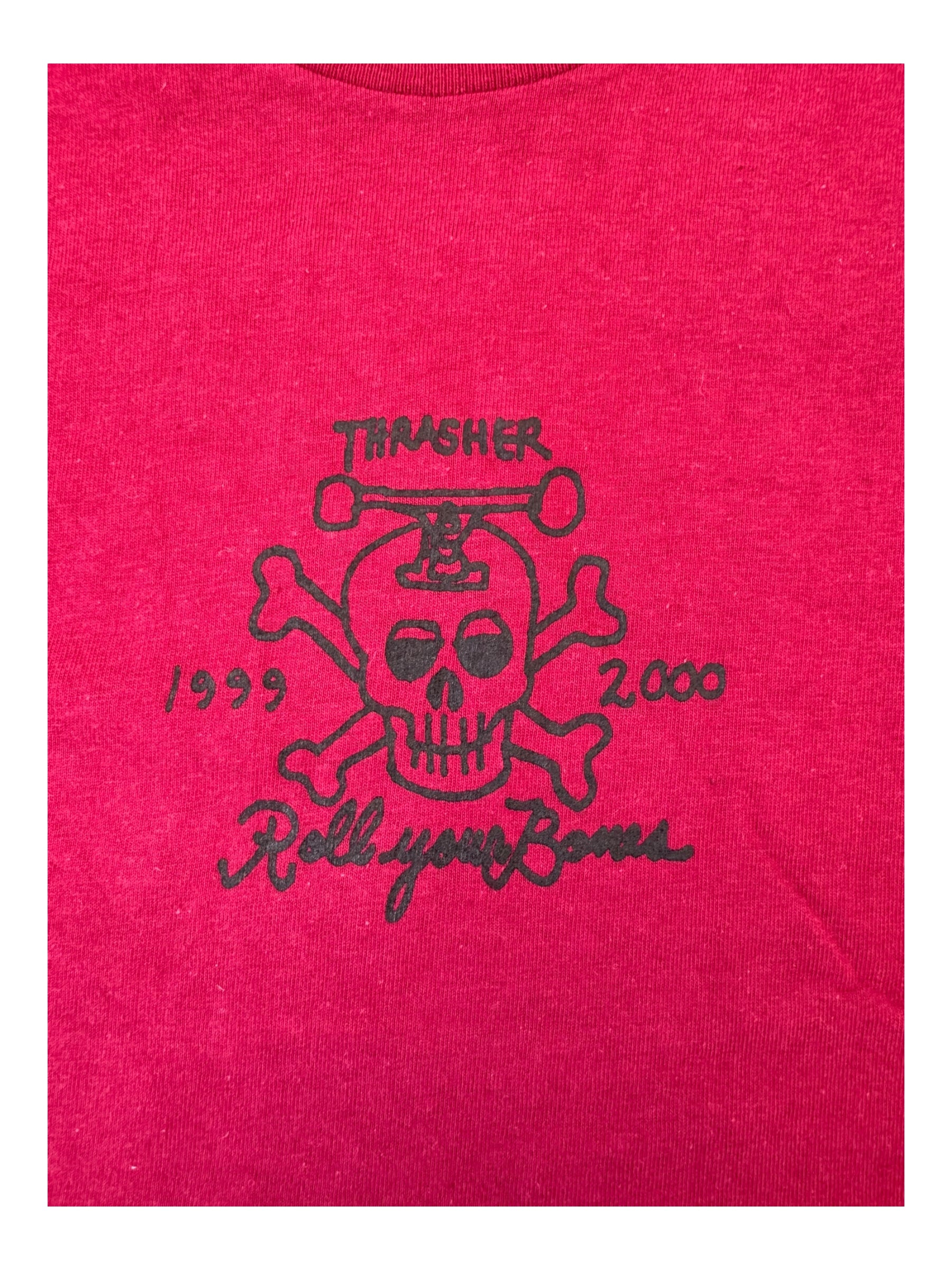 Thrasher 90s Red Roll Your Bones T-Shirt Hanes Beefy Size Large